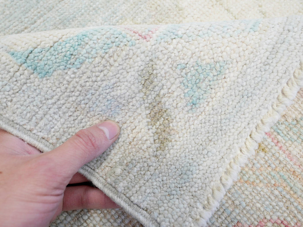 9x12 Ft Light Blue Oushak Rug - Handmade Area Rug - Floral Design