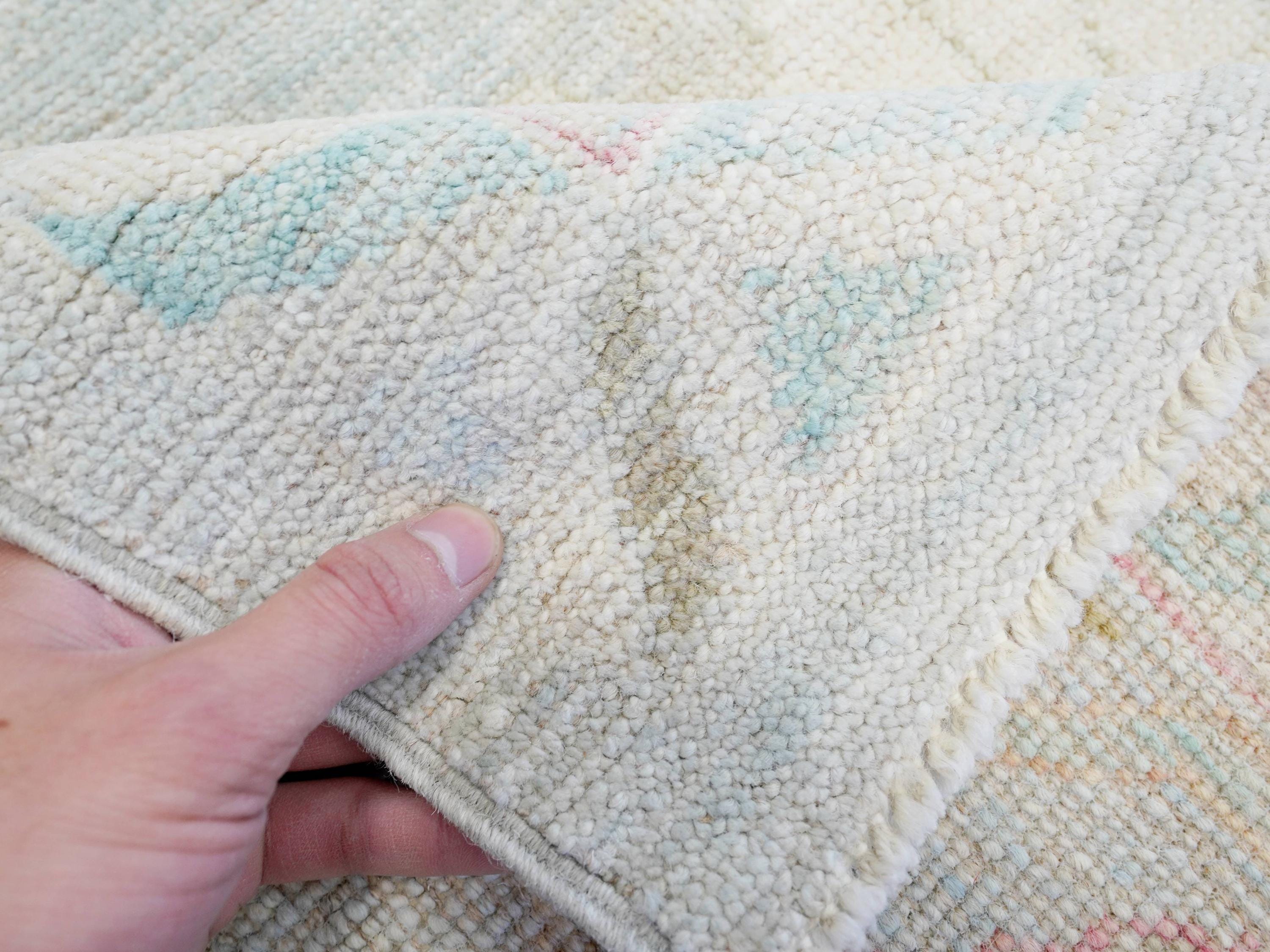 9x12 Ft Light Blue Oushak Rug - Handmade Area Rug - Floral Design