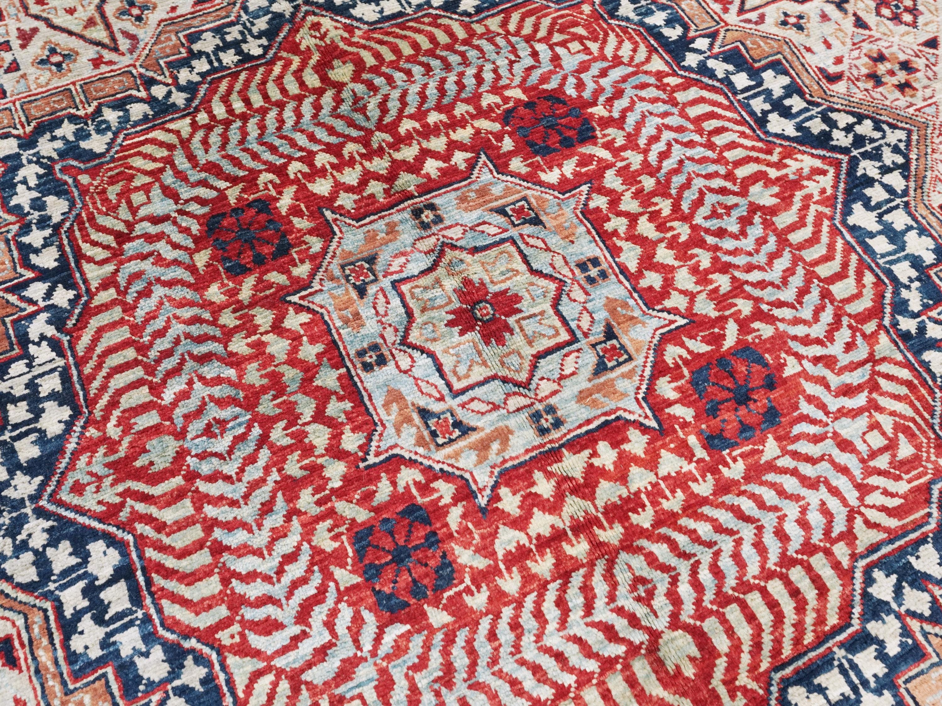 6x9 Ft Red Mamluk Rug - Hand Knotted Oriental Rug