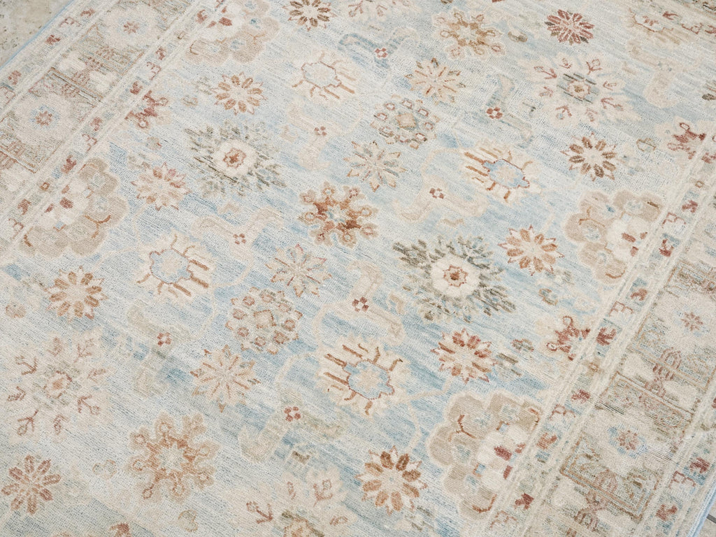 4x6 Ft Light Blue Serapi Rug - Afghan Handmade Oriental Rug