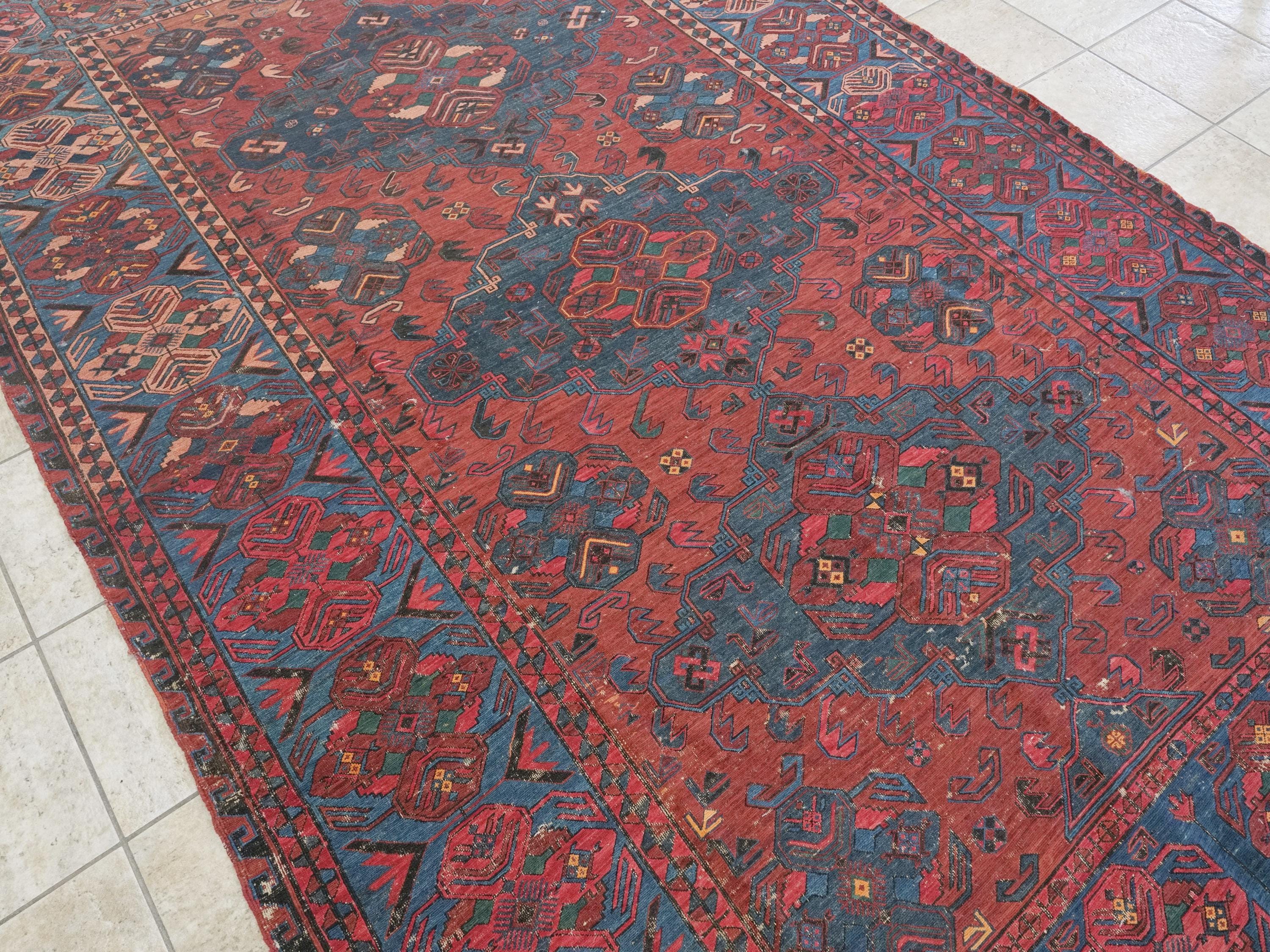 7x10 Ft Antique Red Soumak Rug - Afghan Flat Weave - Ghazni Wool Rug