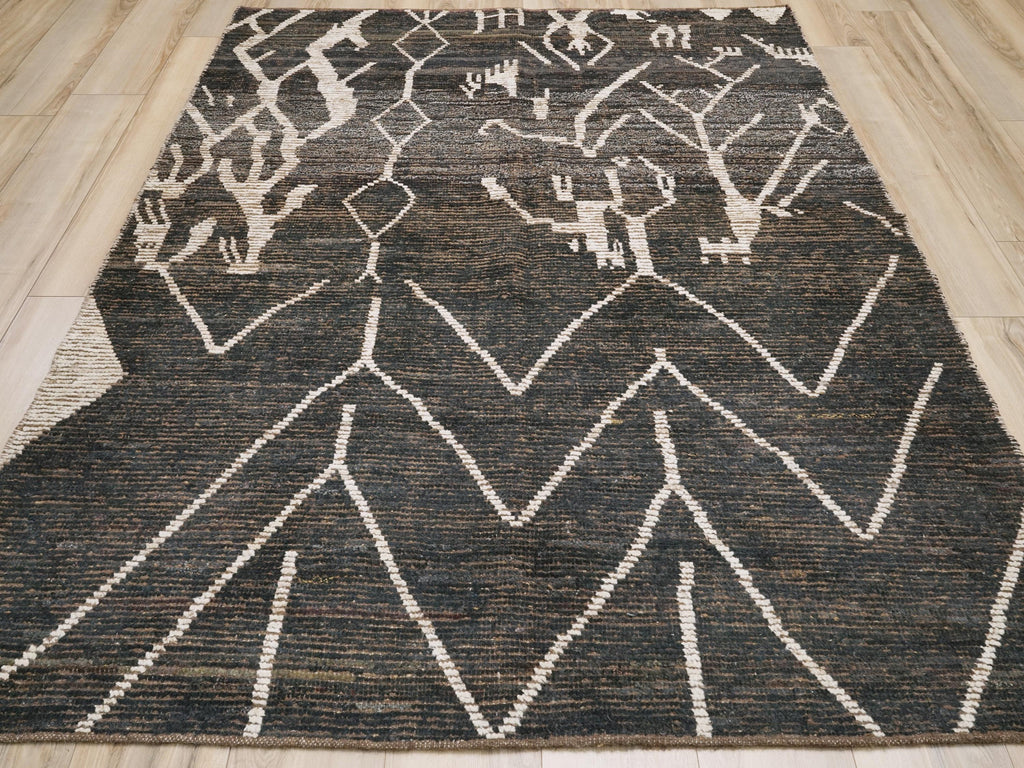 6x8 Ft Black Moroccan Rug - Handmade Tribal Rug