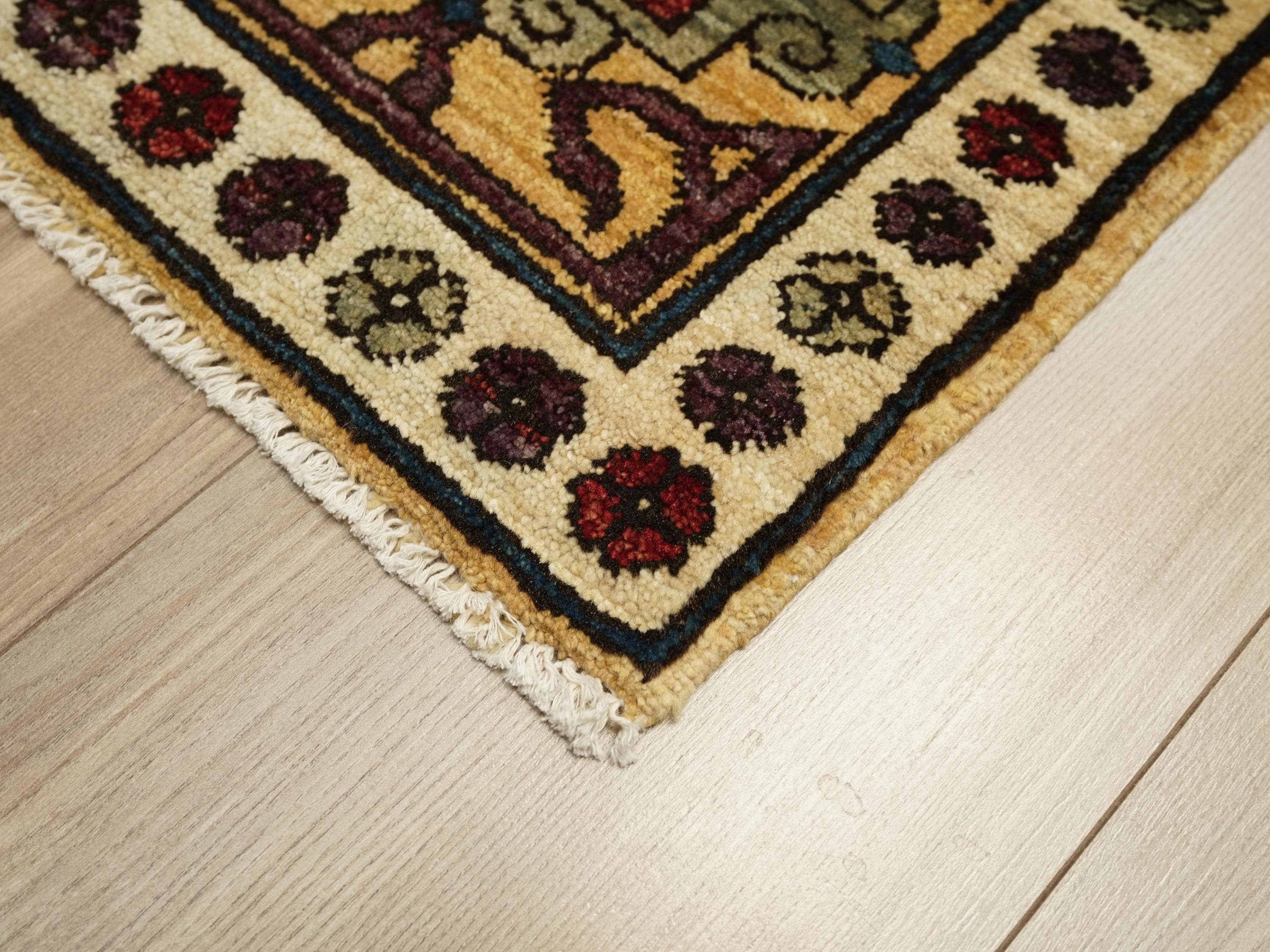 2x3 Ft Yellow Ersari Rug - Afghan Wool Tribal Rug