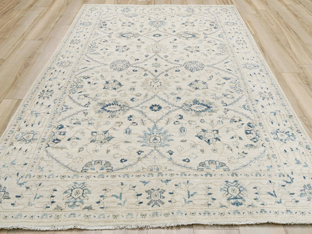 6x9 Ft White Serapi Rug - Afghan Handmade Floral Rug