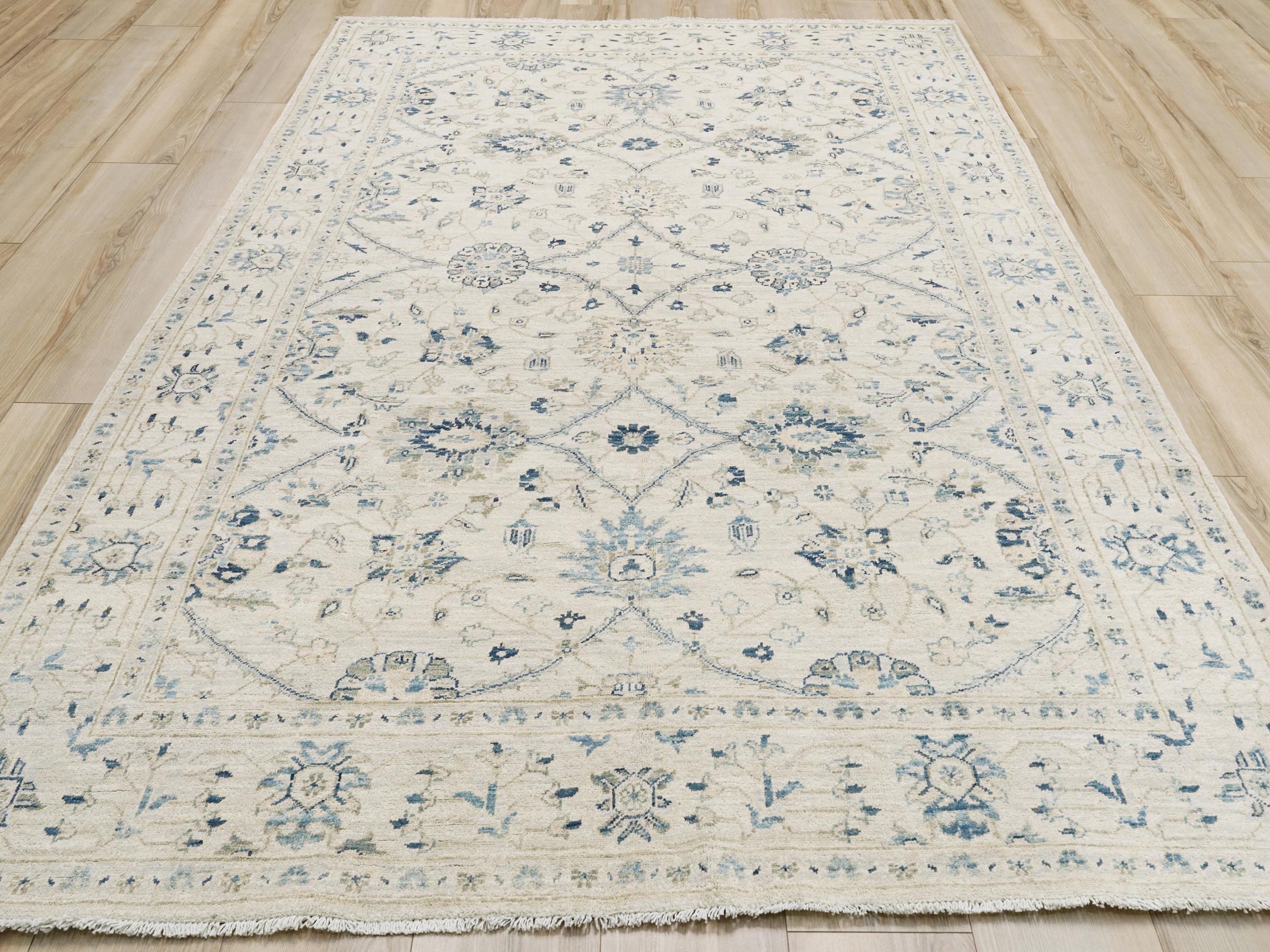 6x9 Ft White Serapi Rug - Afghan Handmade Floral Rug