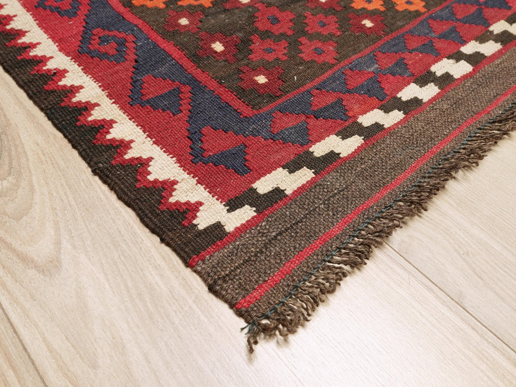 10x14 Ft Red Maimana Kilim Rug - Large Vintage Afghan Tribal Rug
