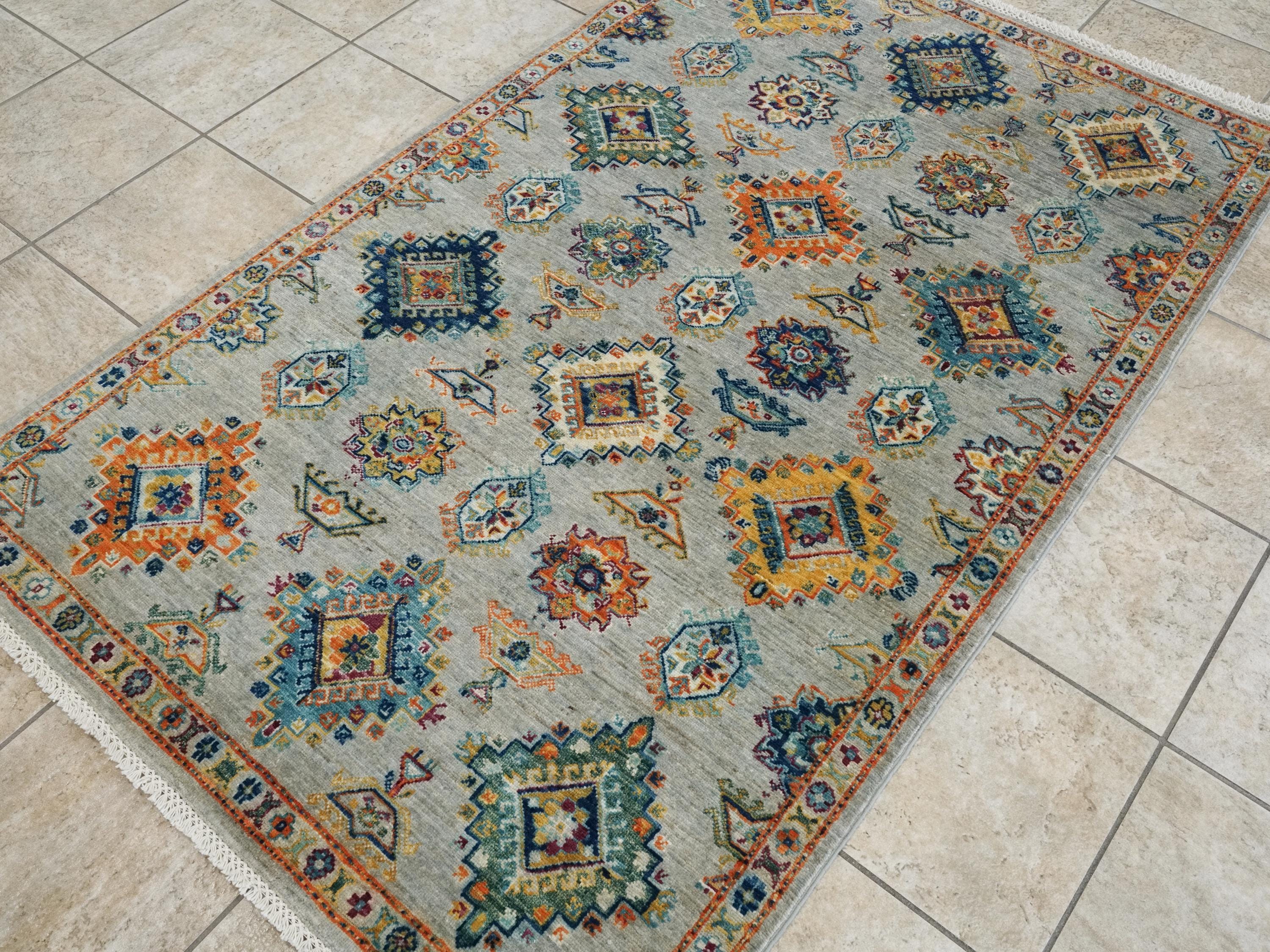 4x6 Ft Hand Knotted Gray Heriz Rug - Wool Persian Rug