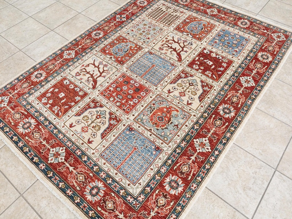 5x7 Ft Hand Knotted Red Heriz Rug - Wool Oriental Rug
