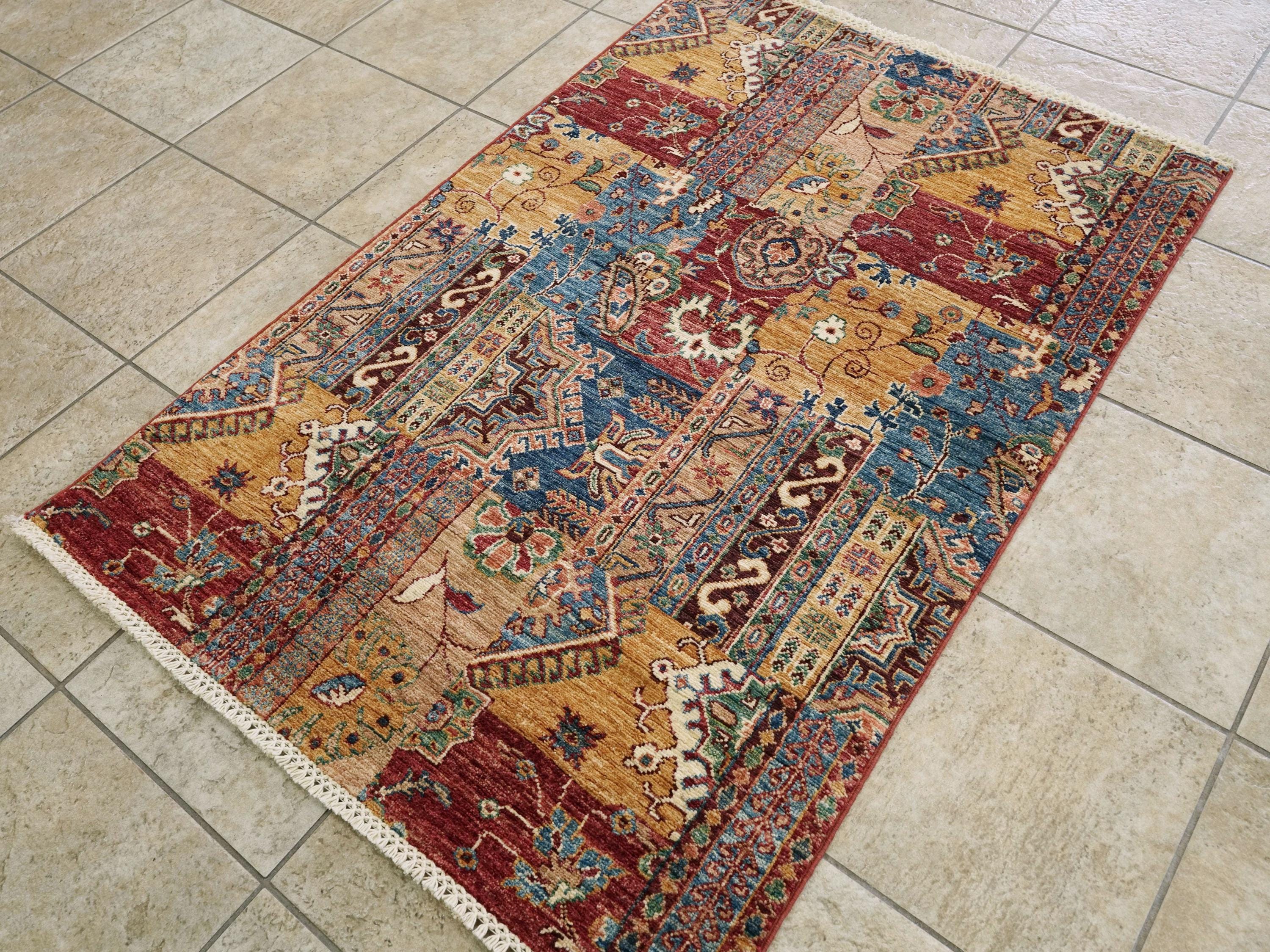 3x5 Ft Hand Knotted Red Gabbeh Rug - Oriental Rug