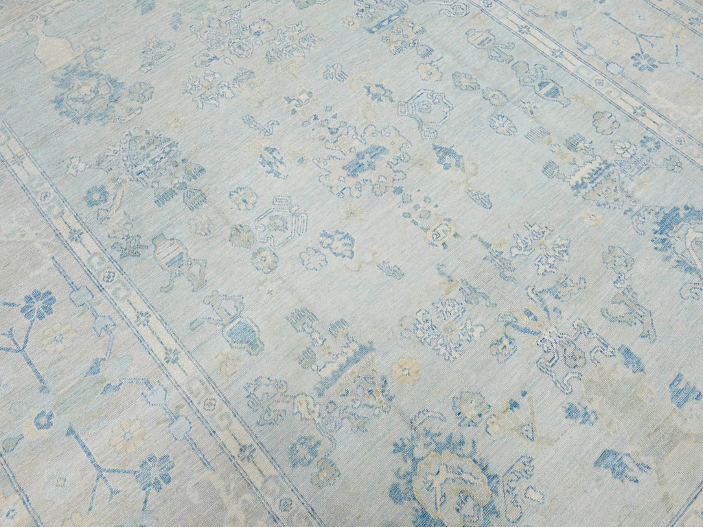 9x12 Ft Light Blue Oushak Rug - Handmade Area Rug