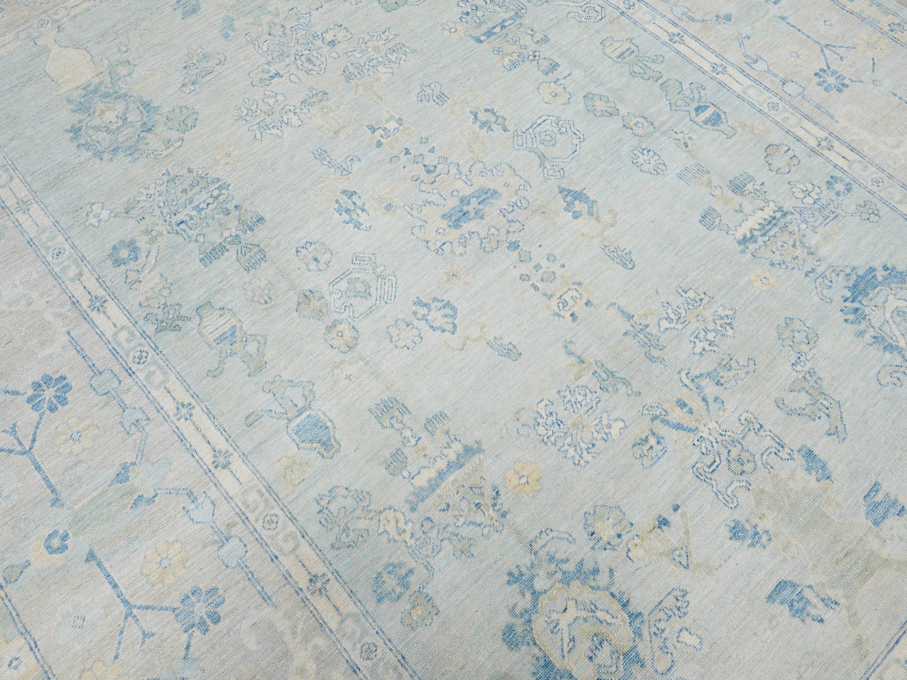9x12 Ft Light Blue Oushak Rug - Handmade Area Rug