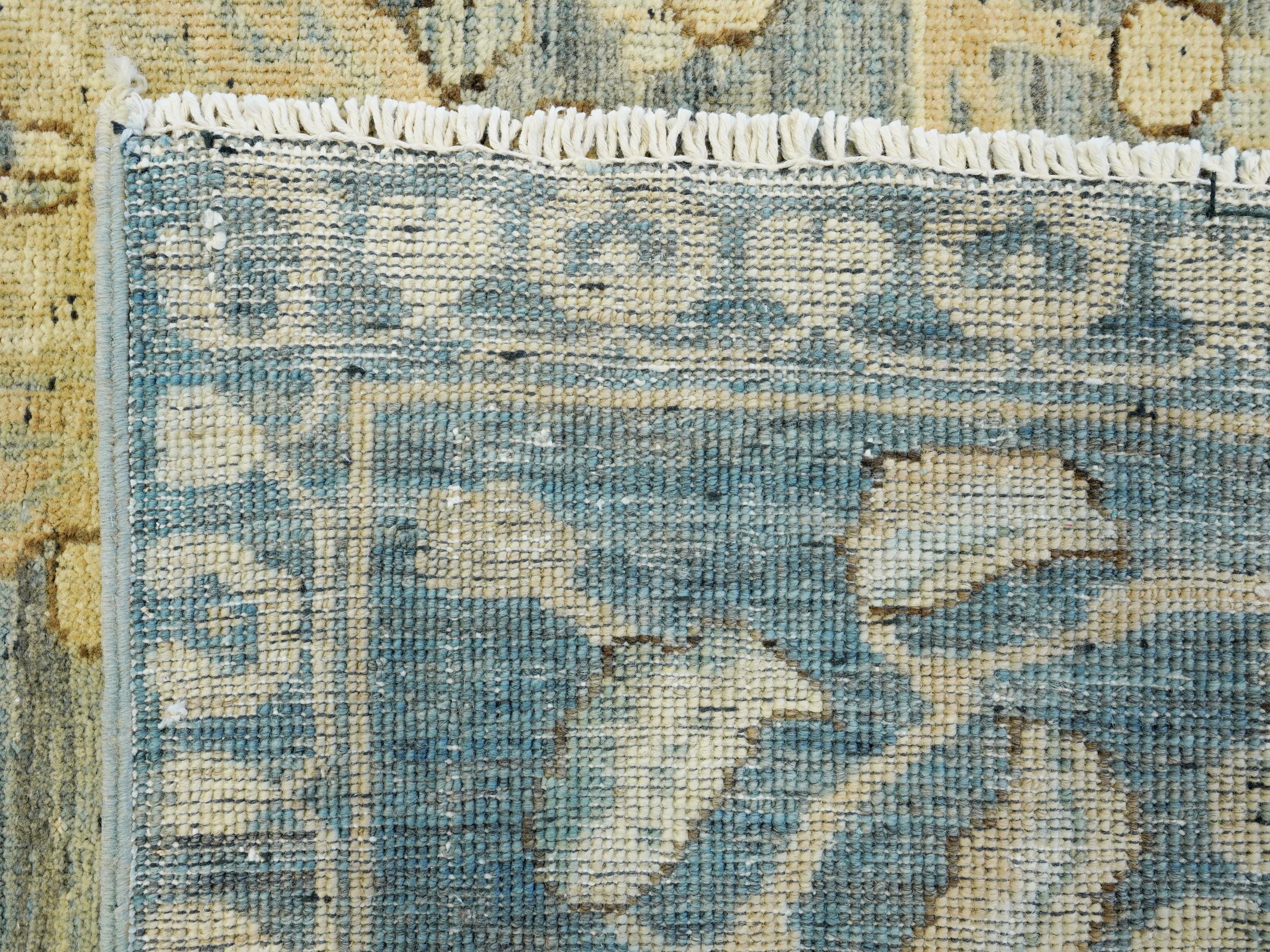 9x11 Ft Blue Serapi Rug - Hand Knotted Antique Rug - Persian Design