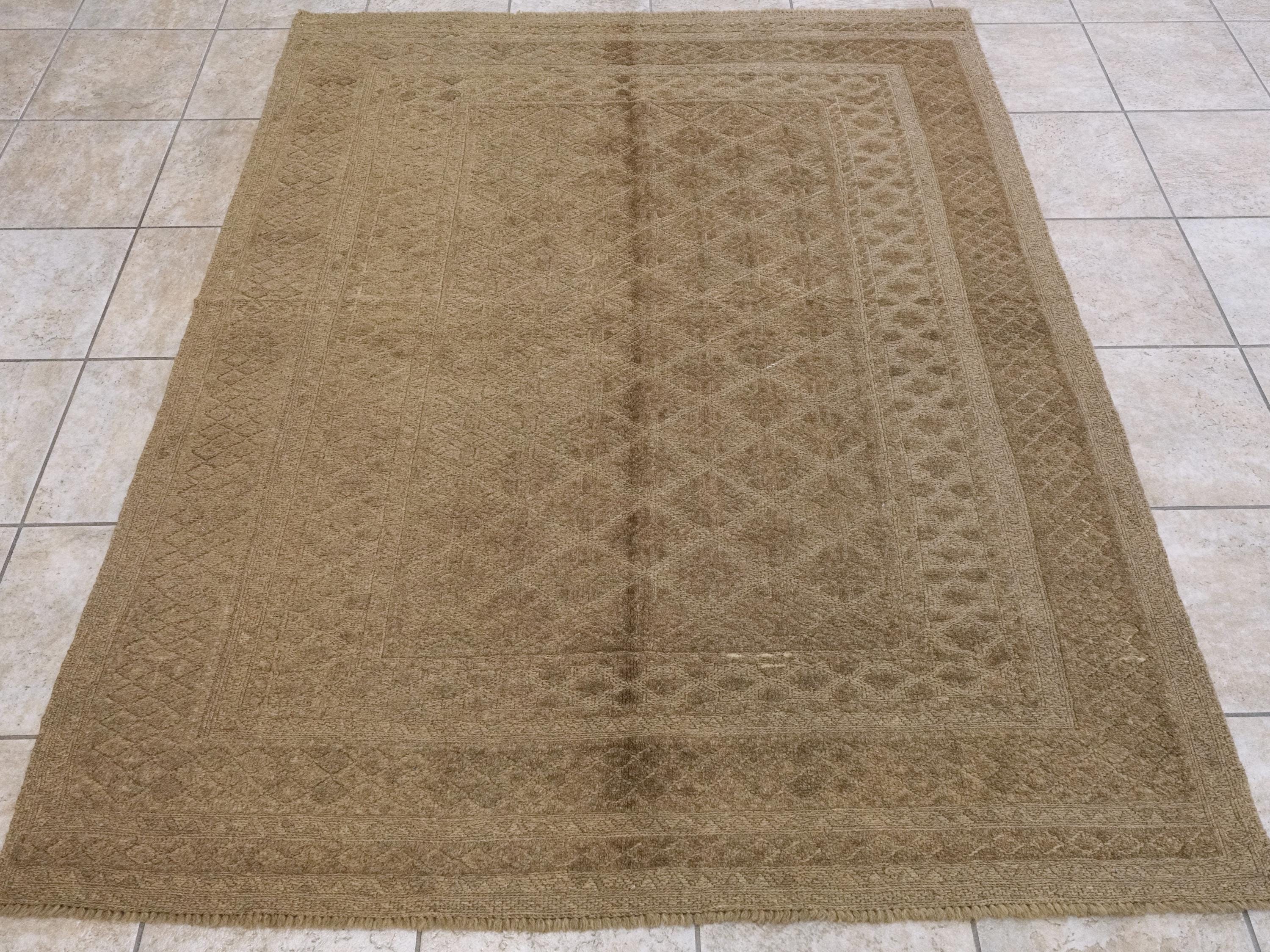 5x6 Ft Vintage Brown Tribal Kilim Rug - Hand Knotted Wool Area Rug