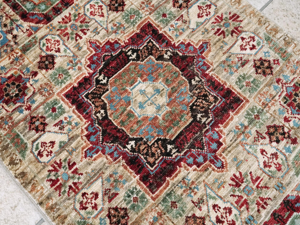 2x3 Ft Beige Mamluk Rug - Oriental Accent Rug
