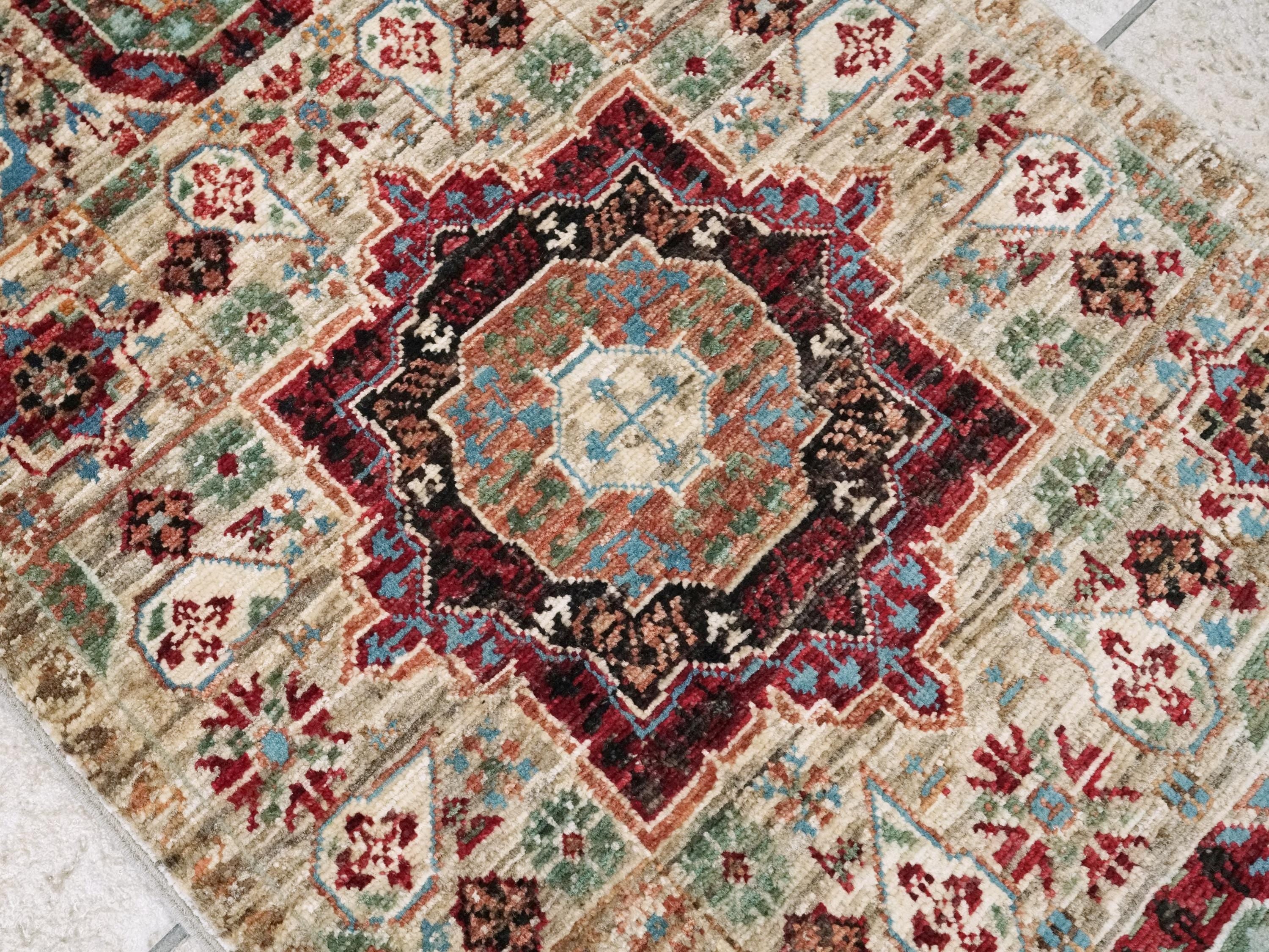 2x3 Ft Beige Mamluk Rug - Oriental Accent Rug