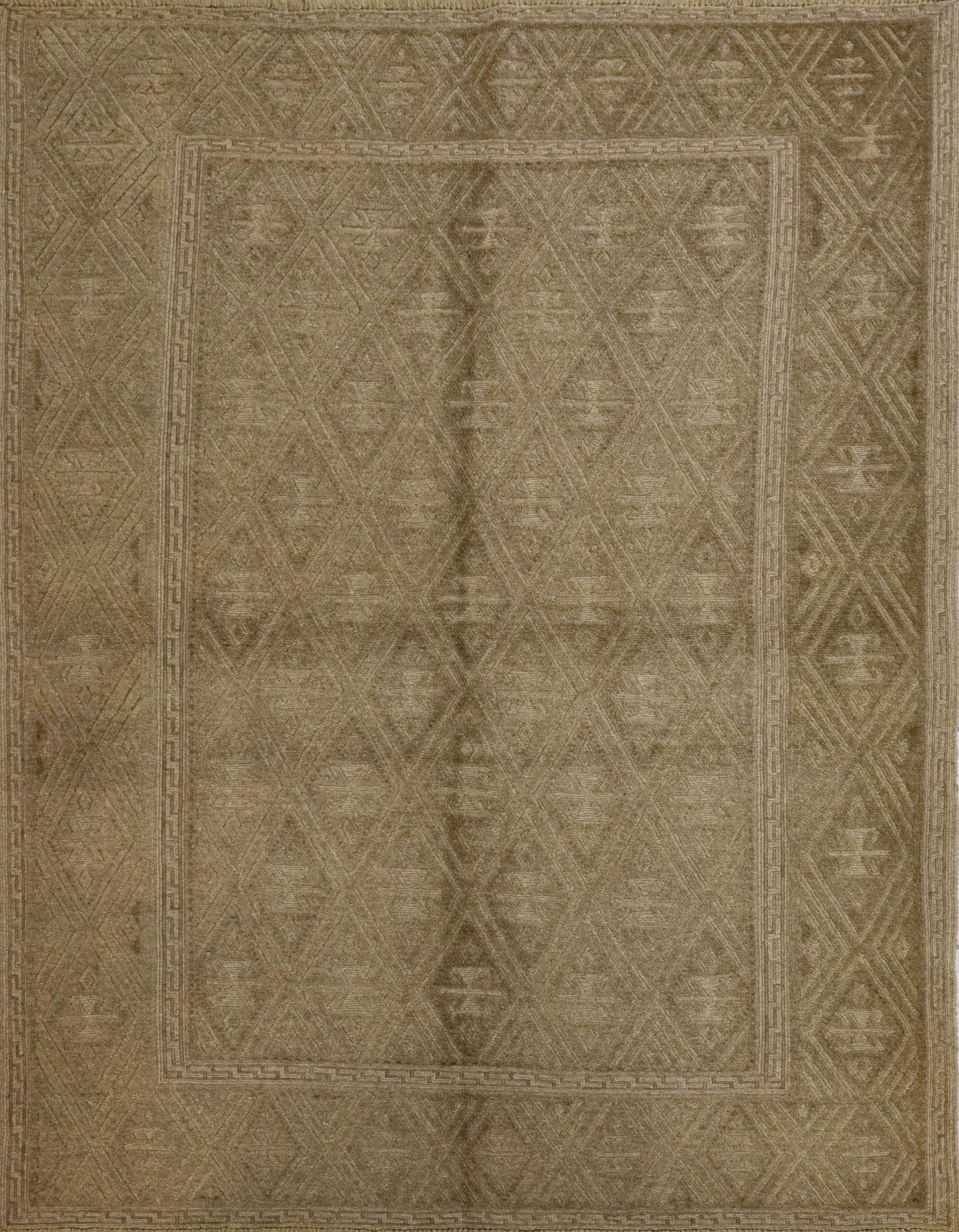 5x6 Ft Hand Knotted Wool Kilim Rug - Brown Tribal Rug - Vintage Afghan