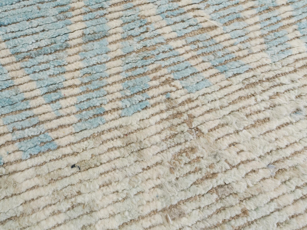 17 Ft Light Blue Moroccan Runner Rug - Hand Knotted Wool Rug