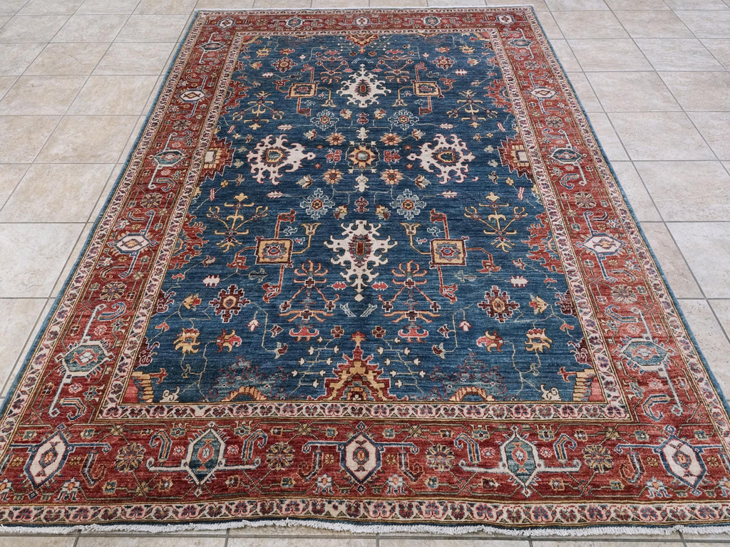 6x9 Ft Blue & Red Serapi Rug - Oriental Area Rug - Persian Design
