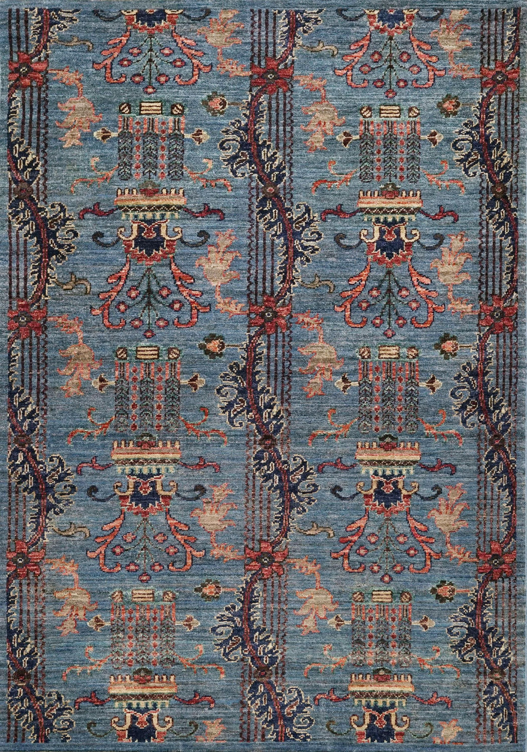 3x5 Ft Blue Serapi Rug - Traditional Floral Wool Rug