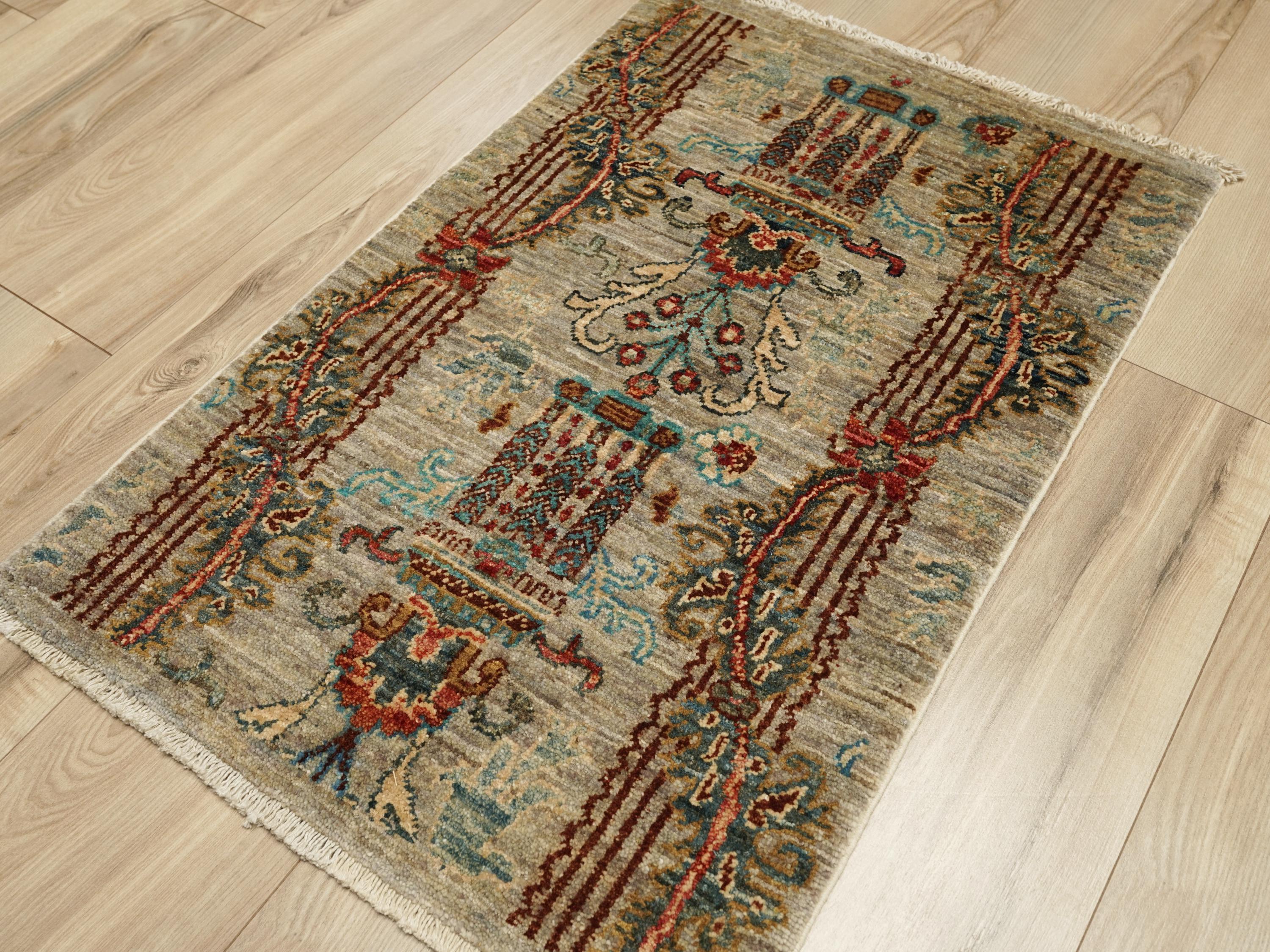 2x3 Ft Handmade Gabbeh Rug - Afghan Wool Accent Rug