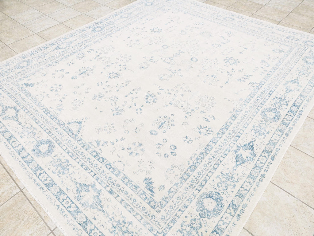 8x10 Ft Vintage Blue Serapi Rug - Hand Knotted Afghan Rug