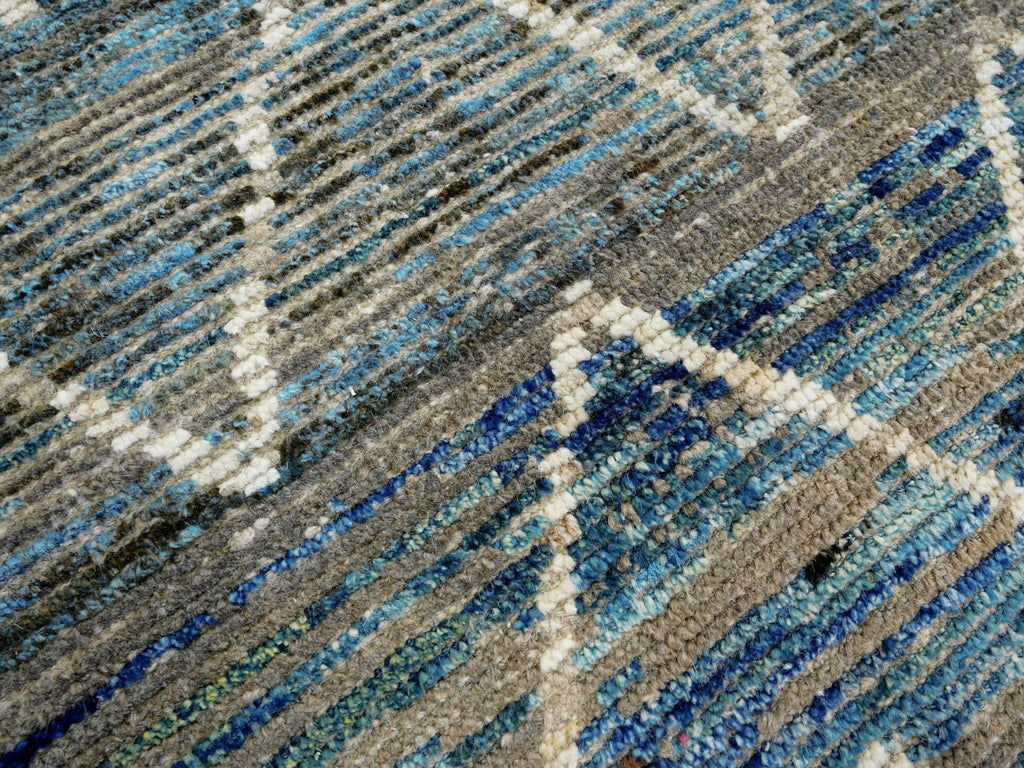 7x10 Ft Blue Moroccan Rug - Hand Knotted Area Rug