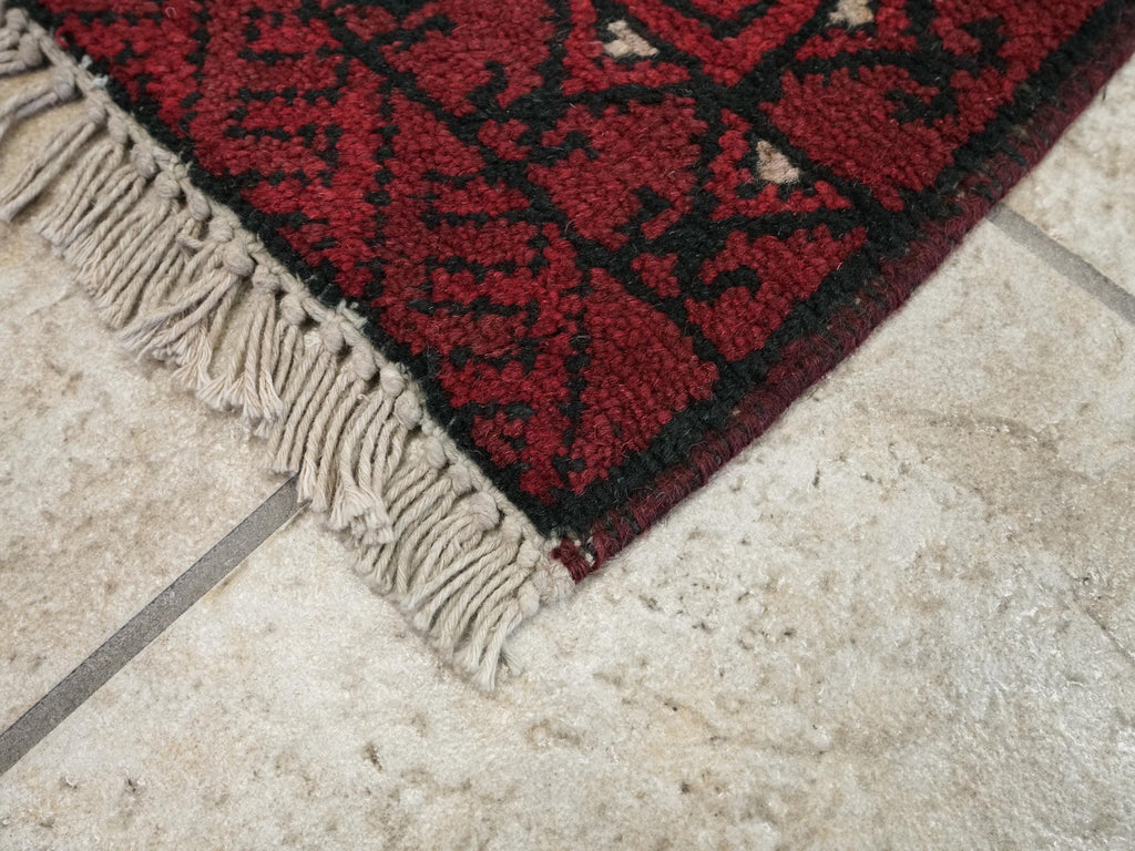 2x3 Ft Red Khal Mohammadi Rug - Hand Knotted Turkmen Wool Doormat
