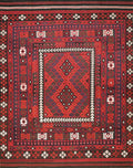 9x11 Ft Red Maimana Kilim Rug - Vintage Afghan Flat Weave