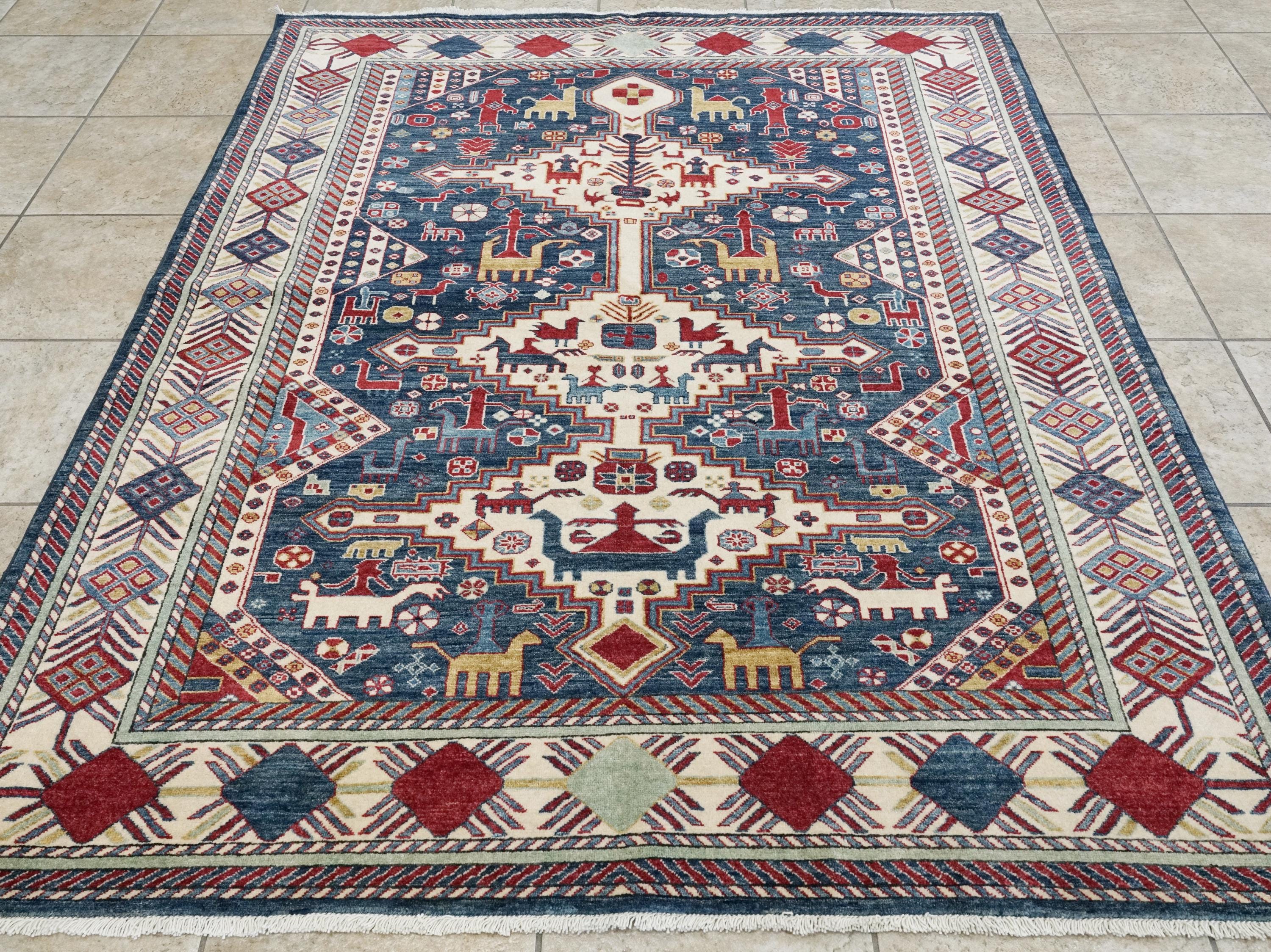 5x7 Ft Blue Bidjar Rug - Oriental Tribal Area Rug