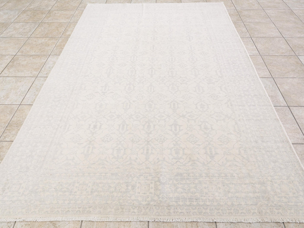 6x9 Ft White Vintage Heriz Rug - Afghan Handmade Area Rug