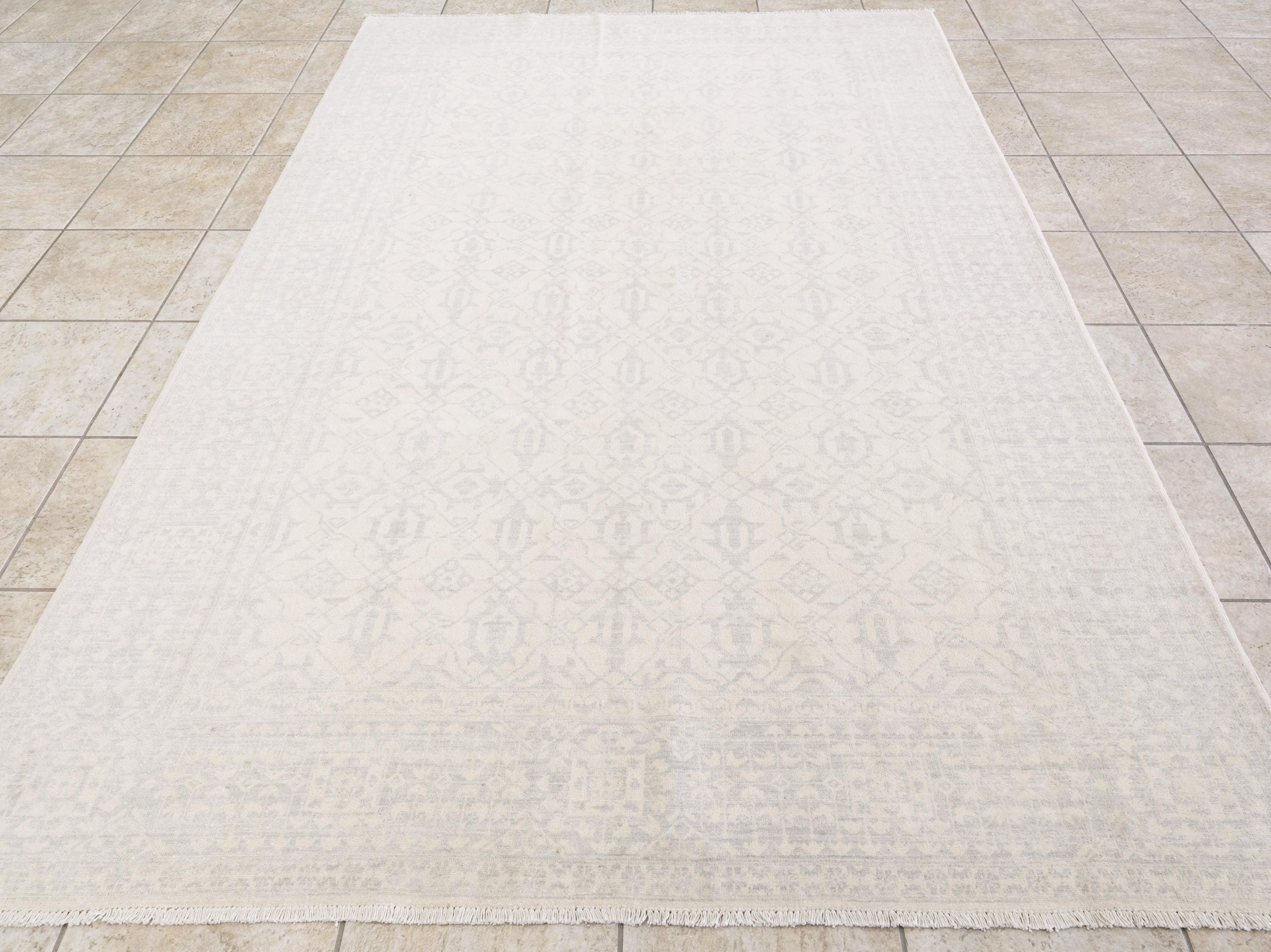 6x9 Ft White Vintage Heriz Rug - Afghan Handmade Area Rug