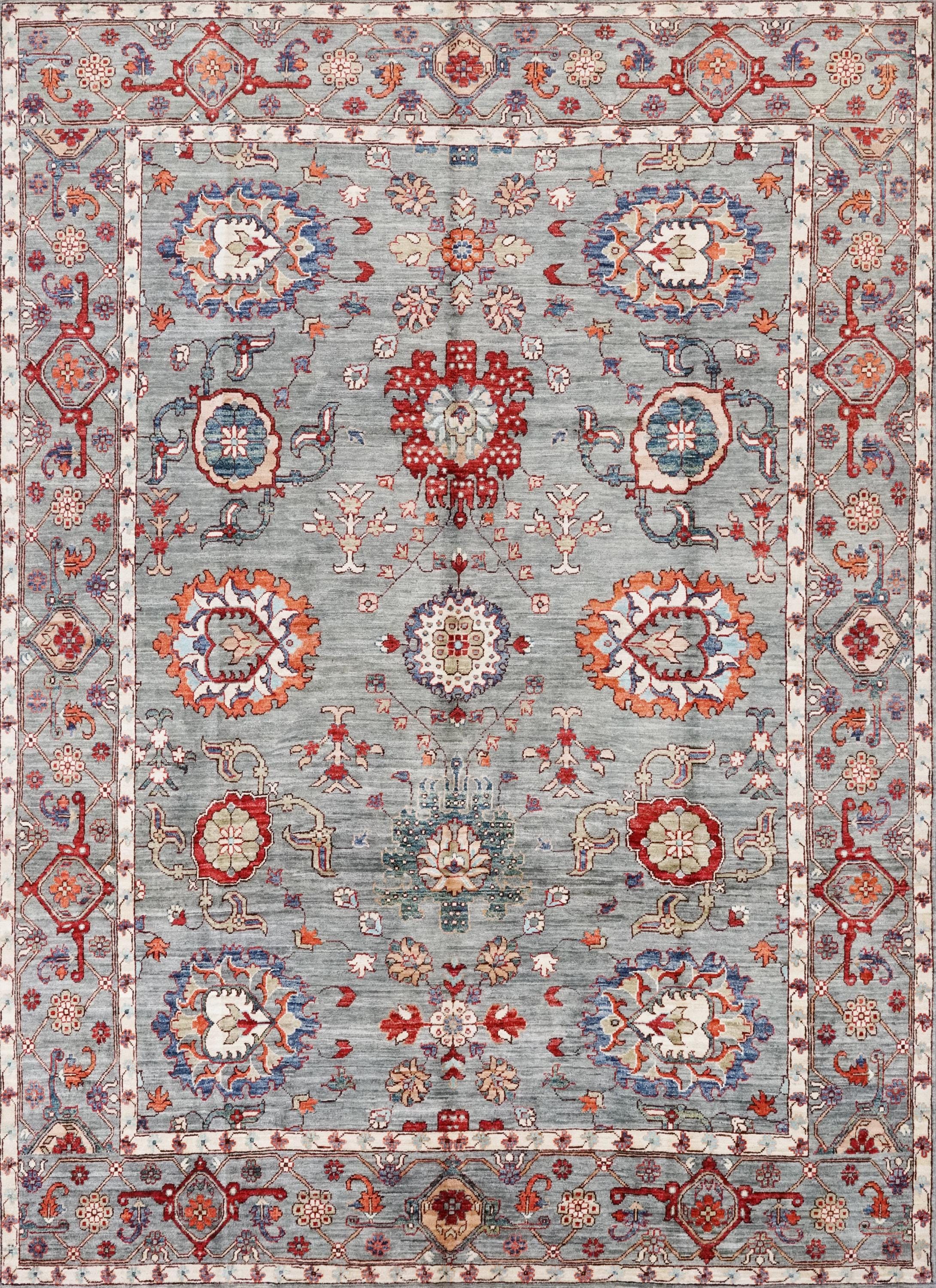 9x12 Ft Gray Serapi Rug - Hand Knotted Afghan Oriental Rug
