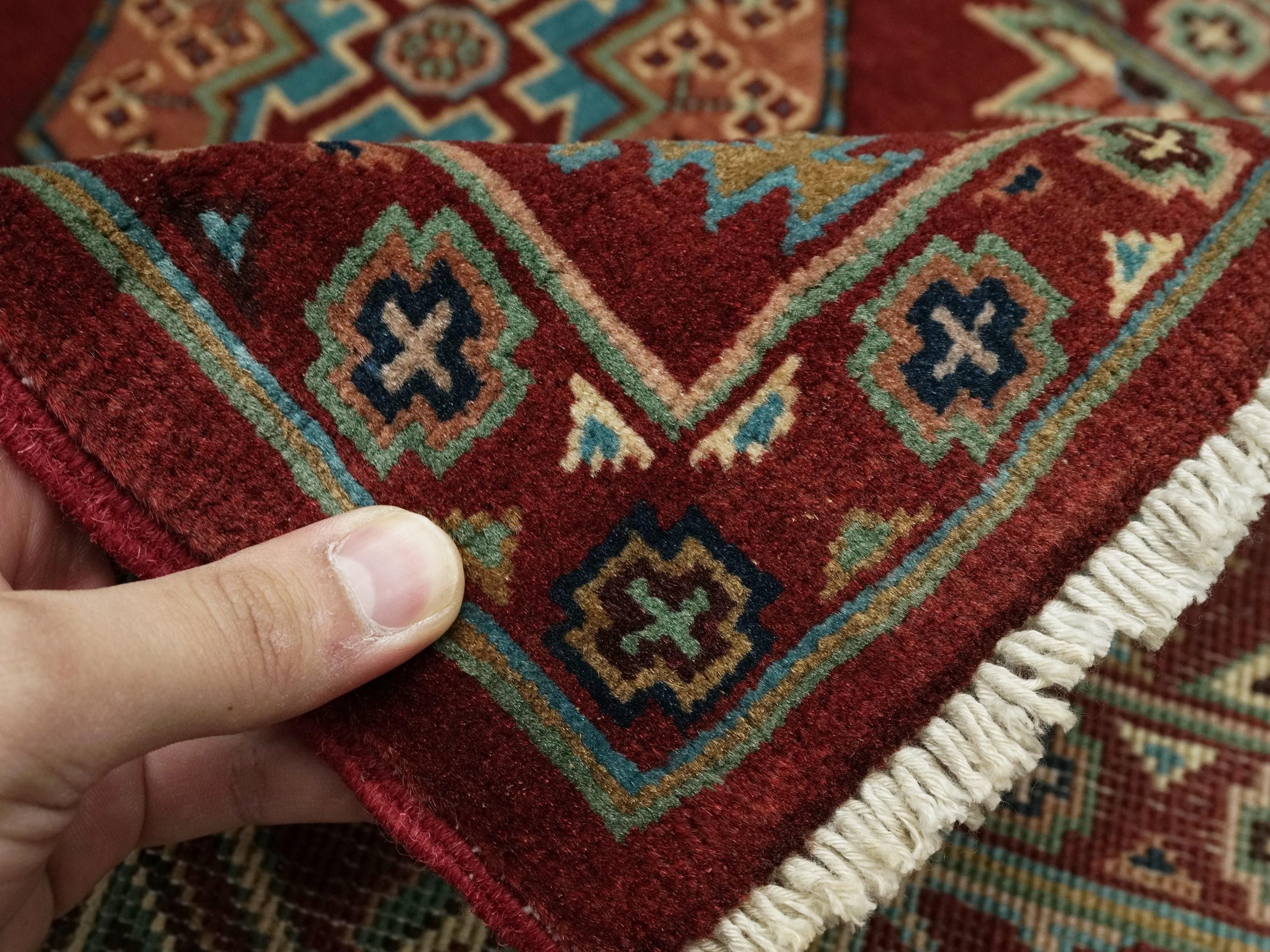 3x5 Ft Red Ersari Rug - Hand Knotted Oriental Wool Rug