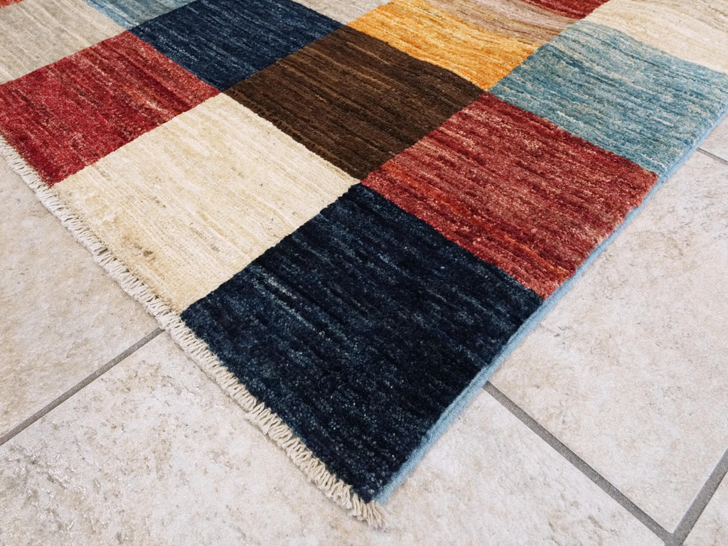 8x10 Ft Hand Knotted Colorful Gabbeh Rug - Geometric Design