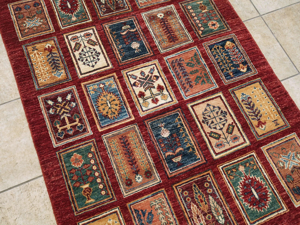 3x5 Ft Handmade Red Heriz Rug - Afghan Wool Rug
