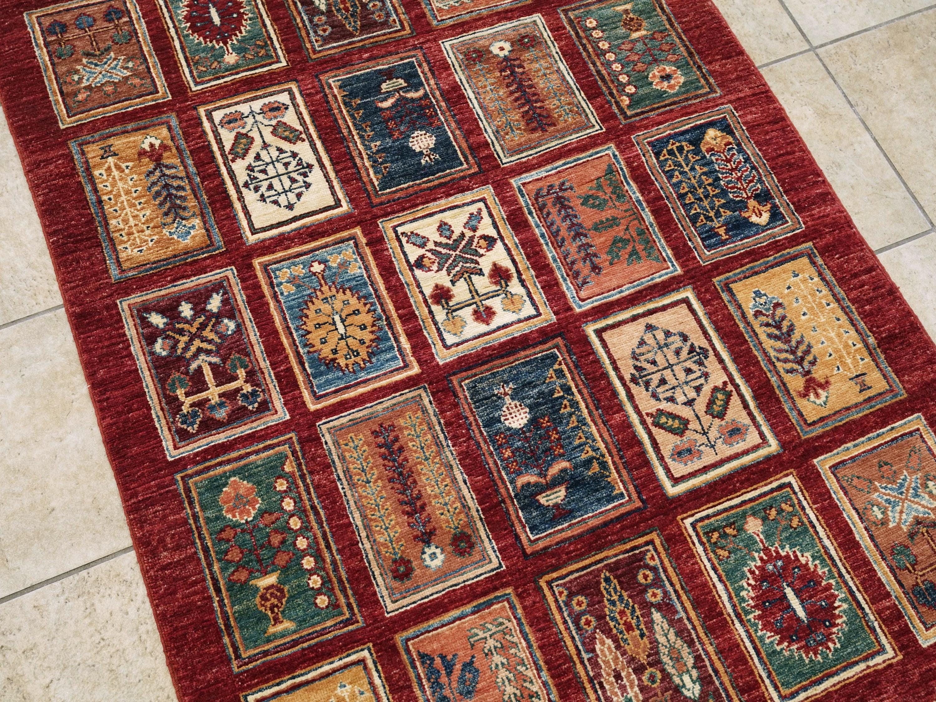 3x5 Ft Handmade Red Heriz Rug - Afghan Wool Rug