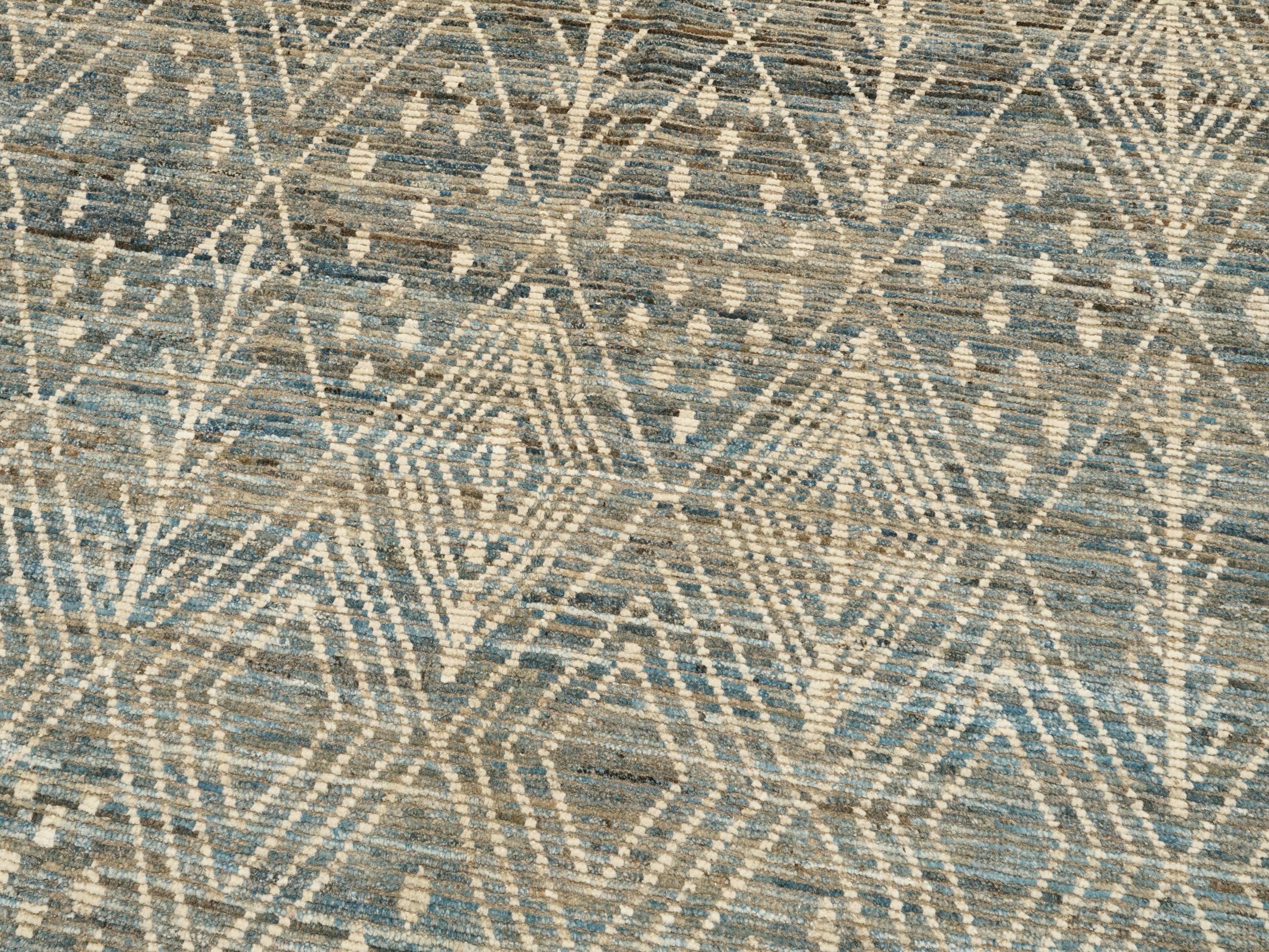 7x7 Ft Blue Moroccan Rug - Afghan Handmade Area Rug