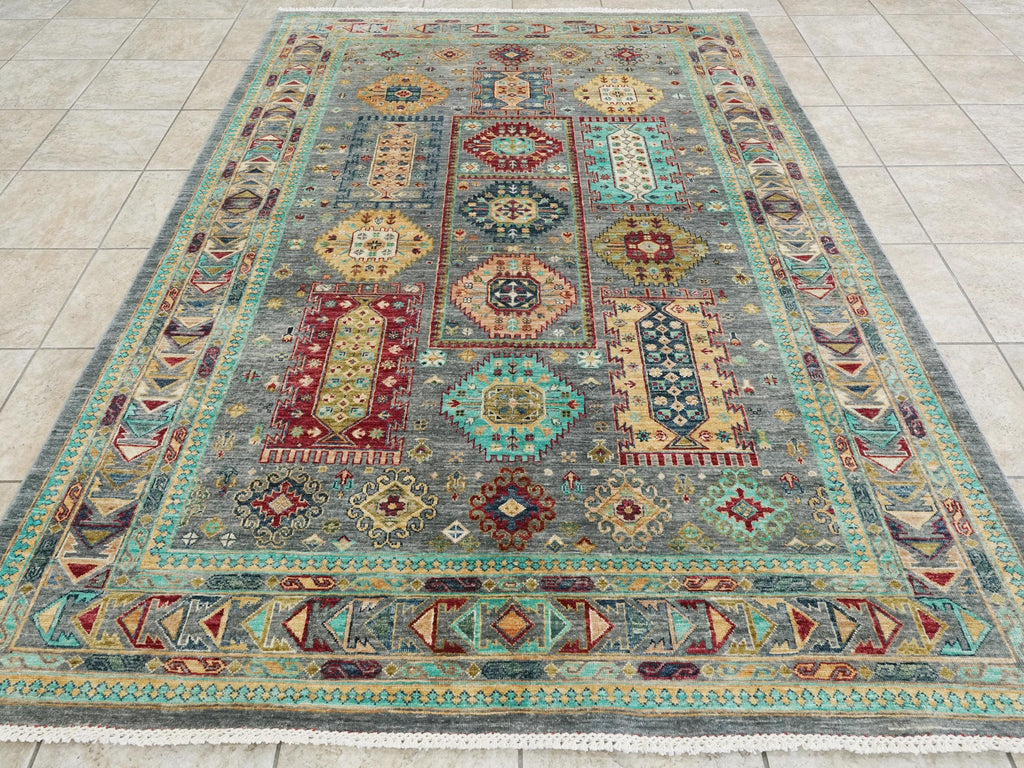 6x8 Ft Gray Bidjar Rug - Hand Knotted Oriental Wool Rug