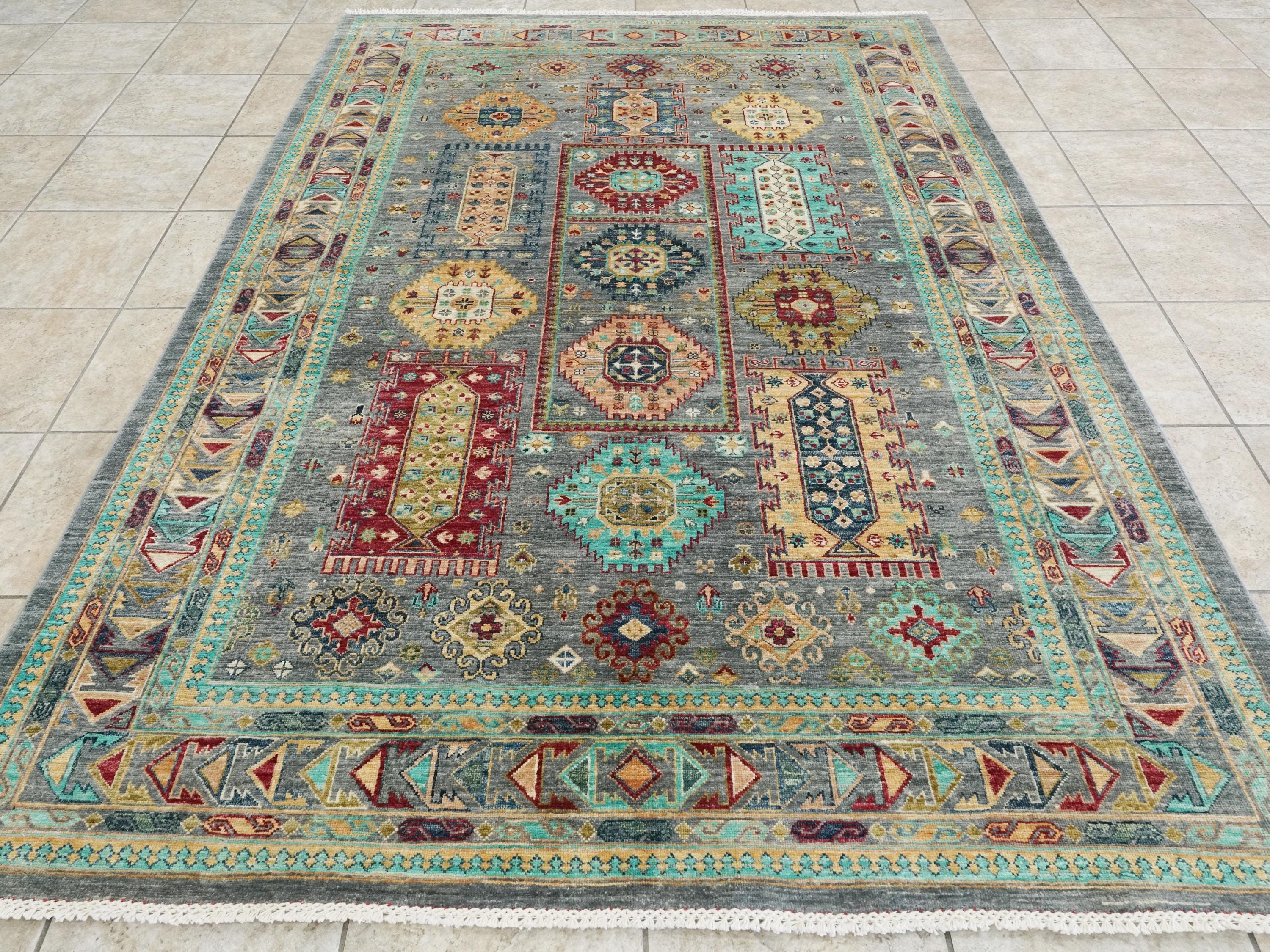 6x8 Ft Gray Bidjar Rug - Hand Knotted Oriental Wool Rug