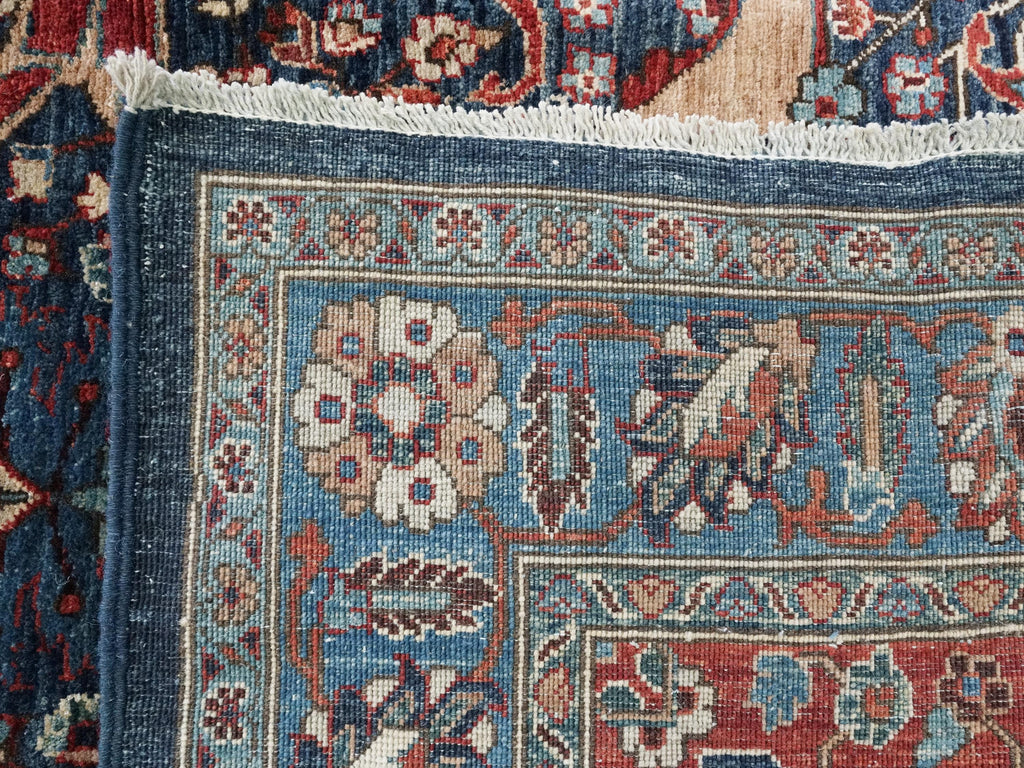 12x15 Afghan Serapi Rug - Hand Knotted Wool - Blue Oriental Design