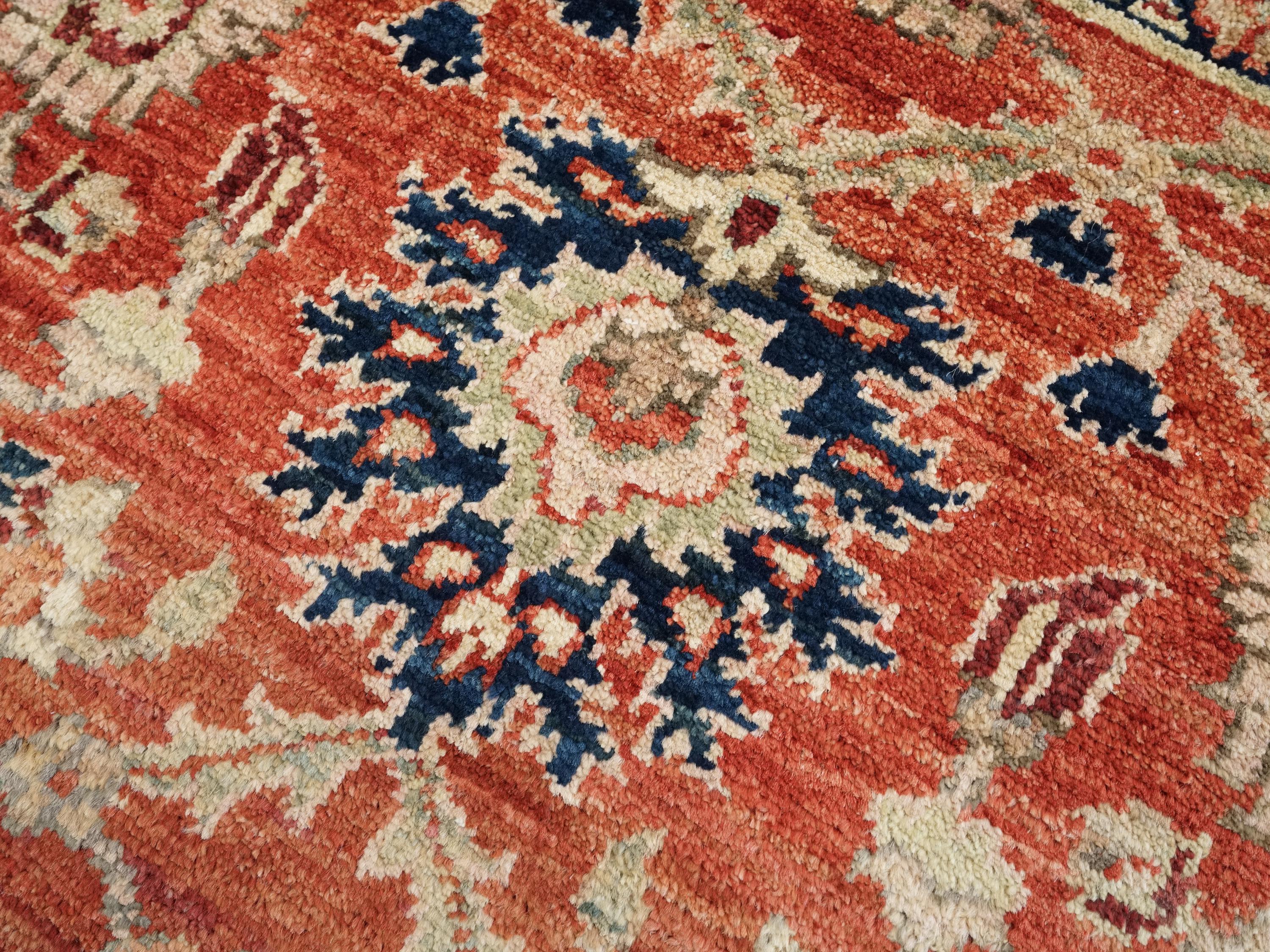 2x3 Ft Hand Knotted Red Serapi Rug - Afghan Wool Doormat