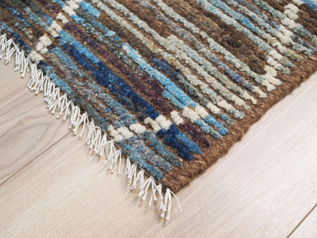 4x6 Ft Blue Moroccan Rug - Hand Knotted Wool Area Rug