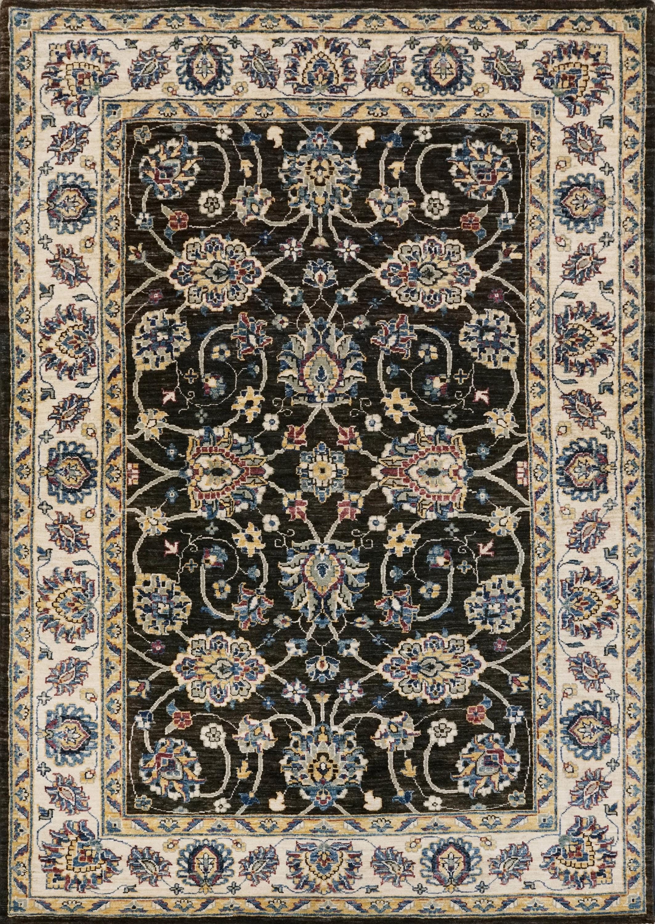 5x7 Ft Black Bidjar Rug - Afghan Oriental Wool Rug - Floral Design