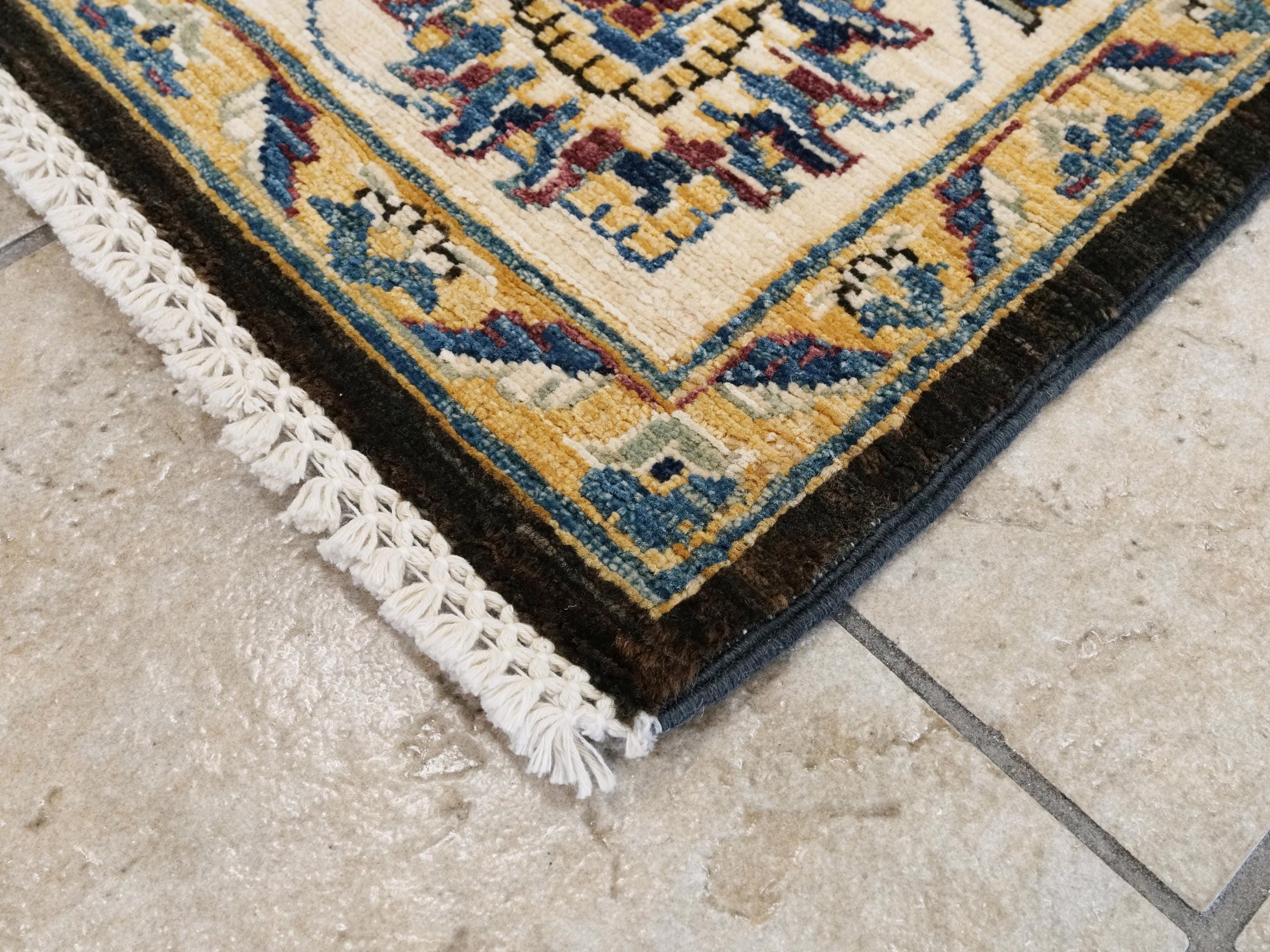 5x7 Ft Black Bidjar Rug - Afghan Oriental Wool Rug - Floral Design
