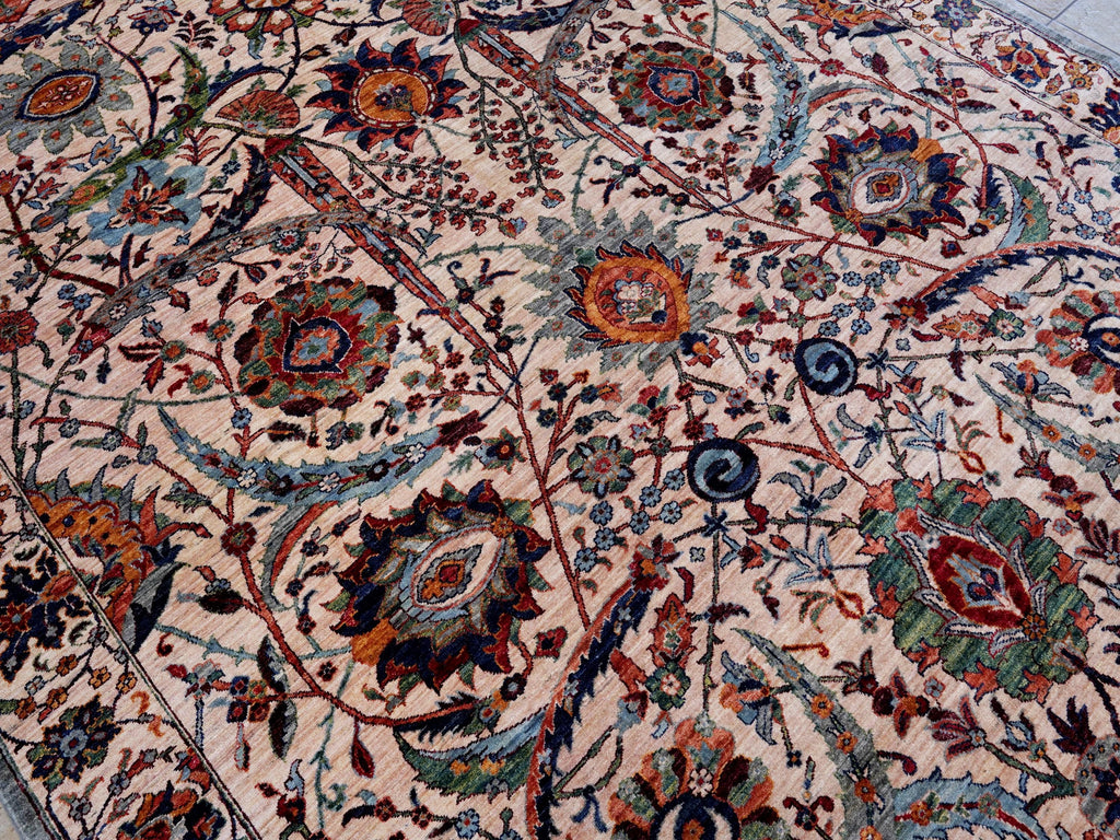 9x12 Ft Beige Serapi Rug - Afghan Oriental Area Rug - Persian Design
