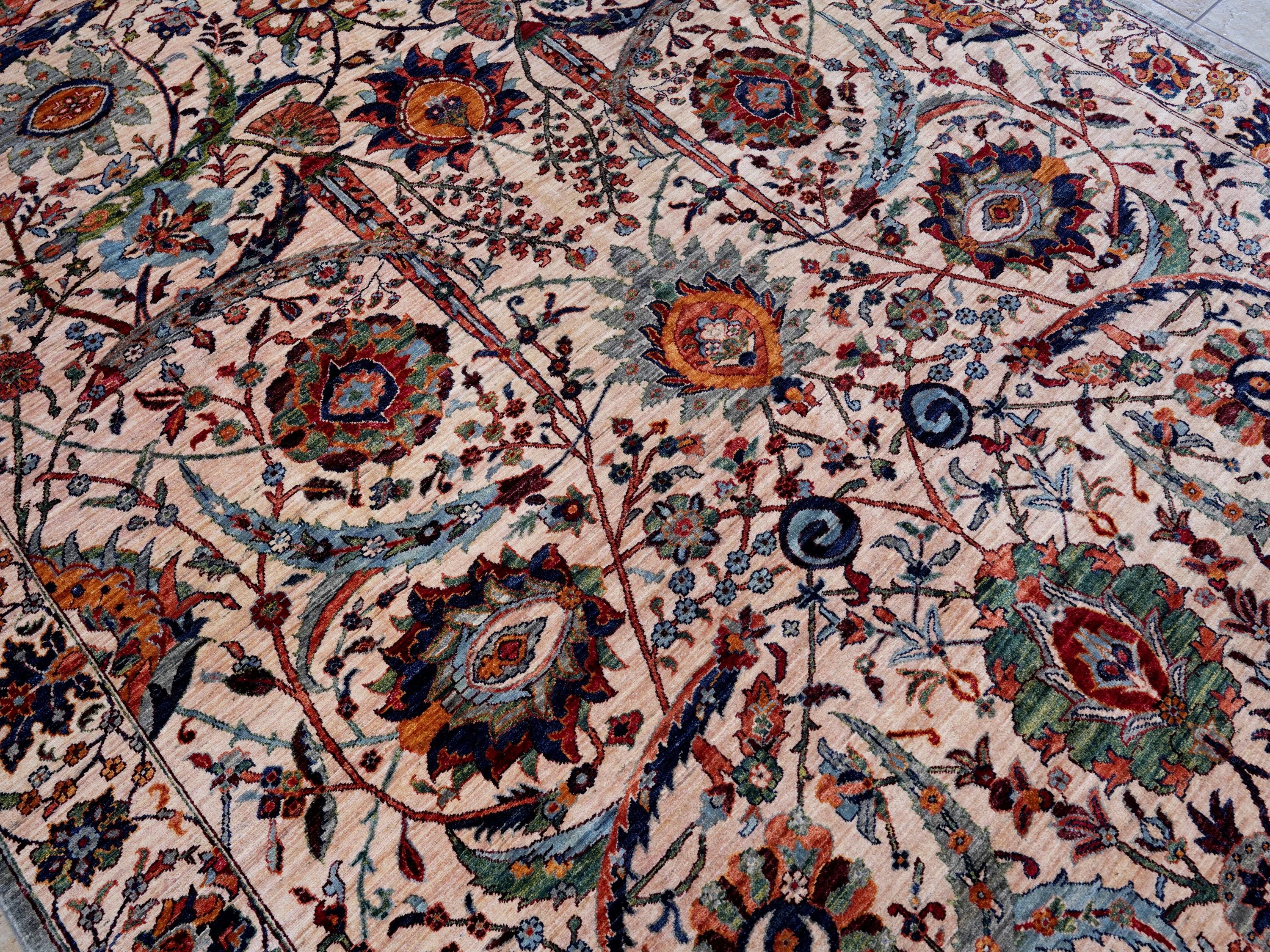 9x12 Ft Beige Serapi Rug - Afghan Oriental Area Rug - Persian Design