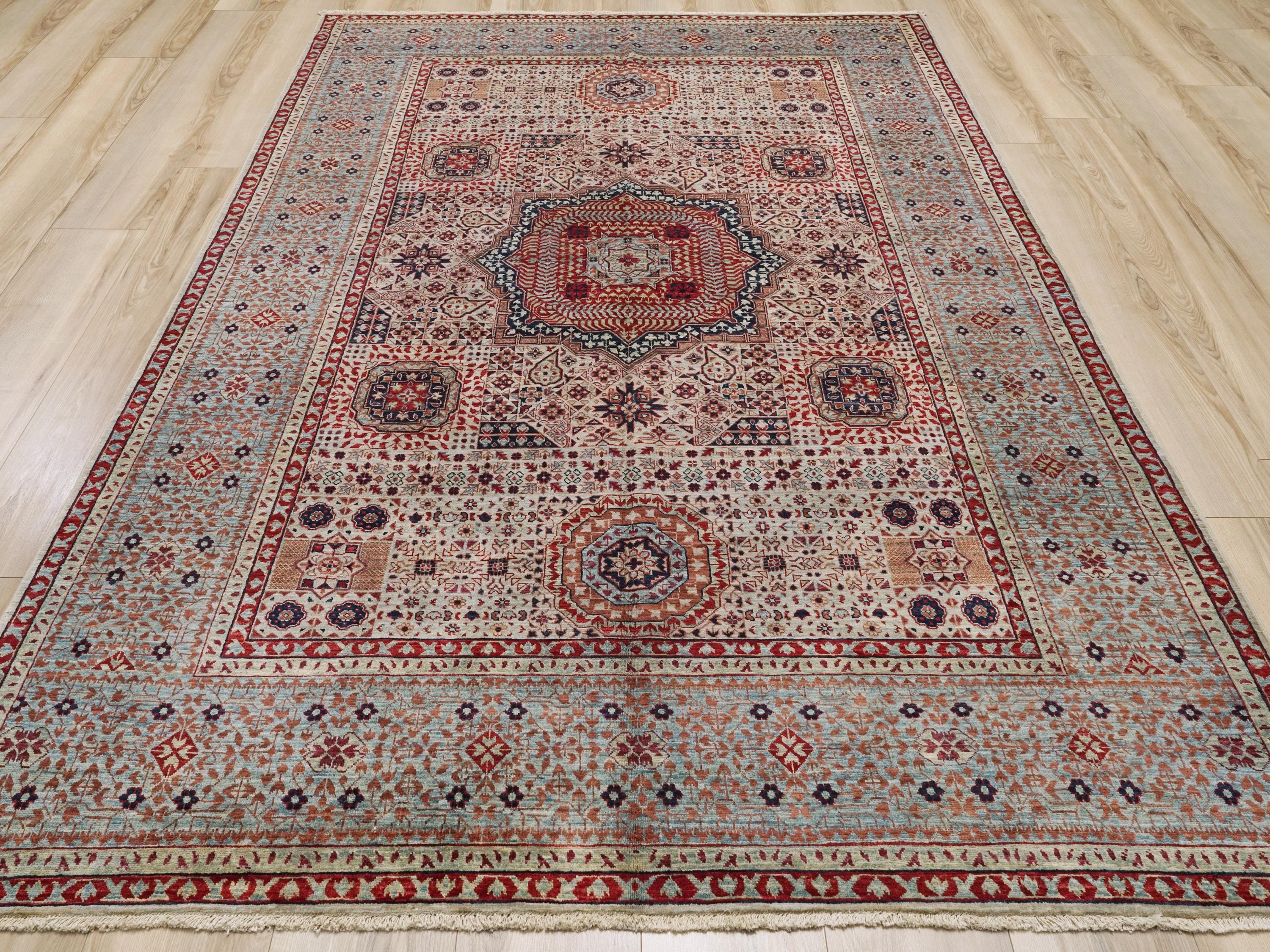 6x9 Ft Red Mamluk Rug - Hand Knotted Oriental Rug