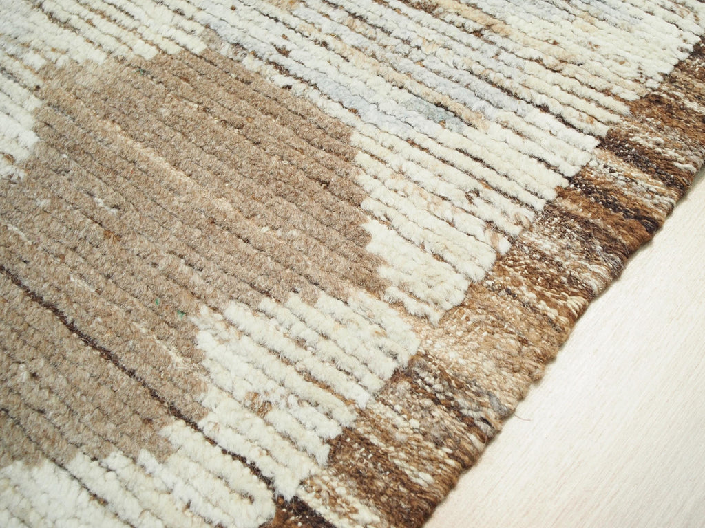 8x10 Ft Brown & Blue Moroccan Rug - Hand Knotted Wool Rug