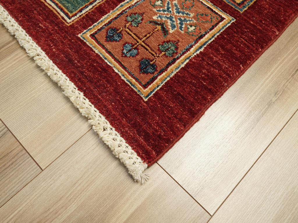 3x5 Ft Red Heriz Rug - Handmade Afghan Area Rug - Garden Design