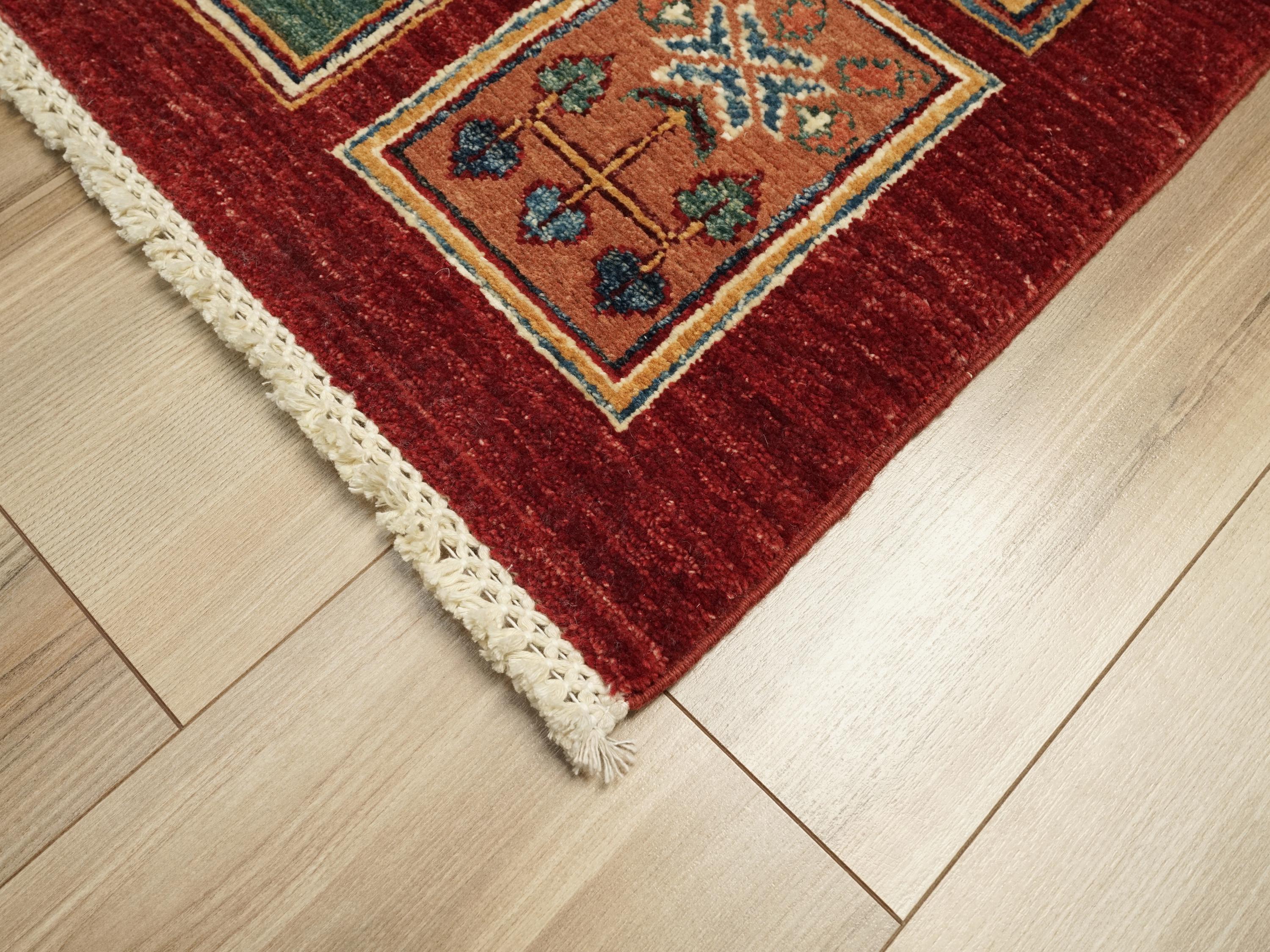 3x5 Ft Red Heriz Rug - Handmade Afghan Area Rug - Garden Design